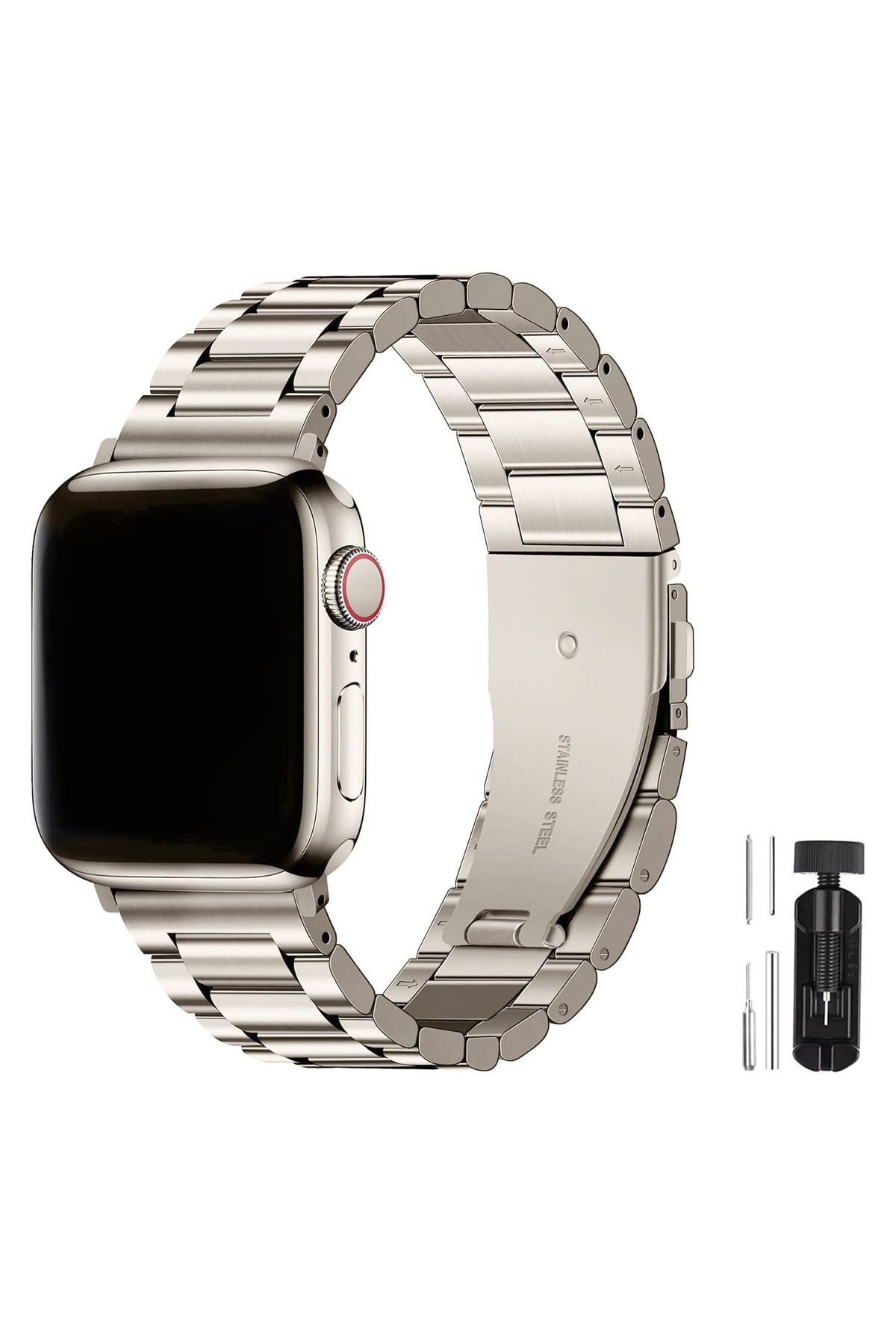 Fibaks Apple Watch 1 2 3 4 5 6 7 8 9 Se 38 40 41 Mm Paslanmaz Çelik Klipsli Saat Kordon Kayış Bileklik