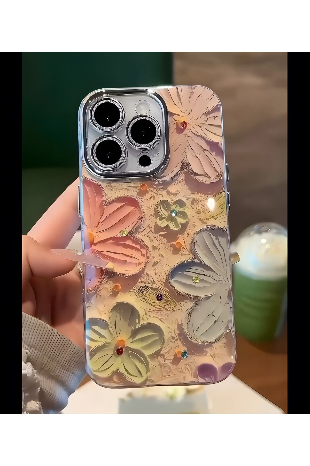 Aksesuarkolic Apple iPhone 14 Pro Max Kılıf Butterfly Flower Kamera ve Lens Korumalı Sert Silikon Telefon Kılıfı