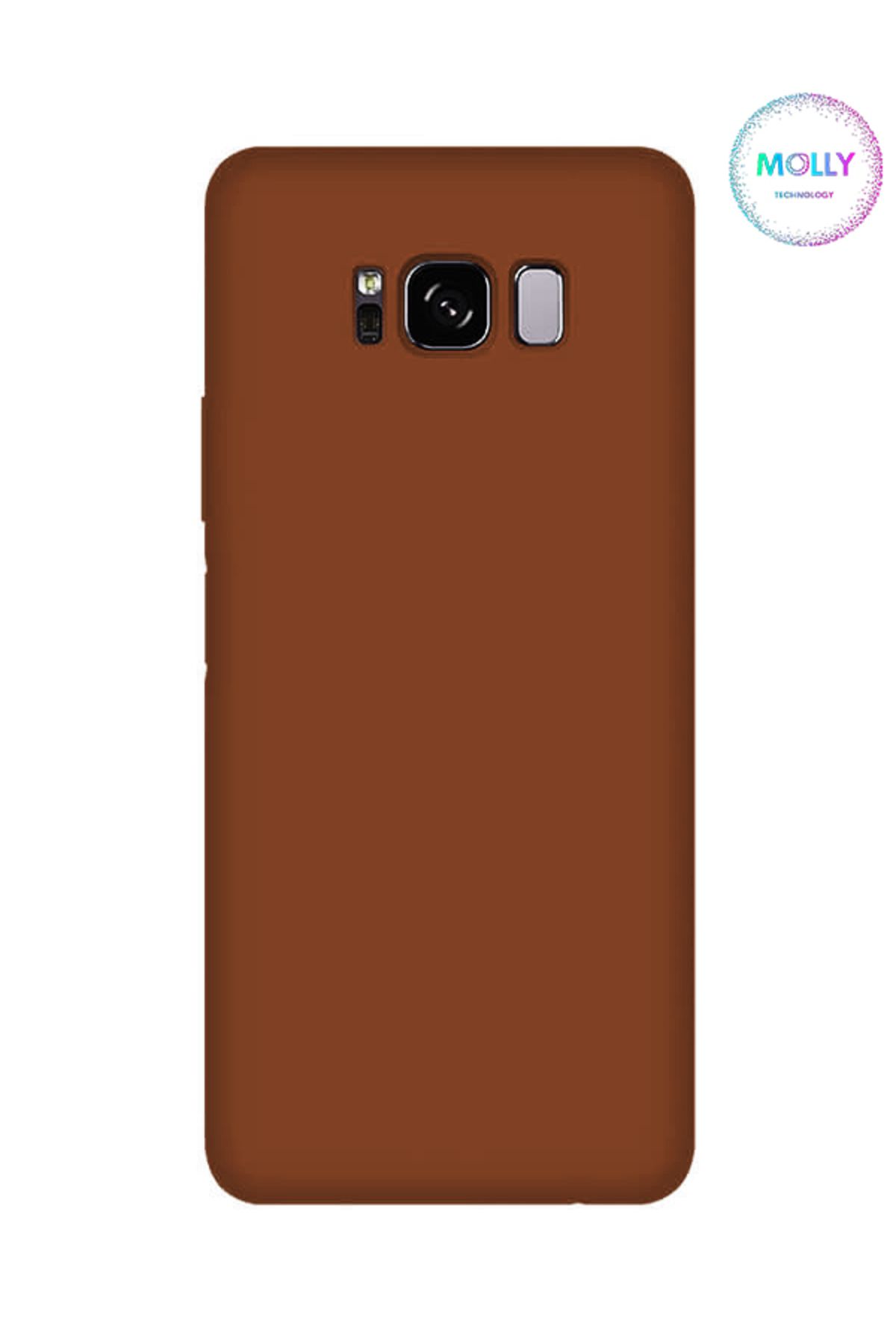 Molly Samsung Galaxy S8 İçin Kahverengi Liquid İçi Kadife Silikon Kılıf