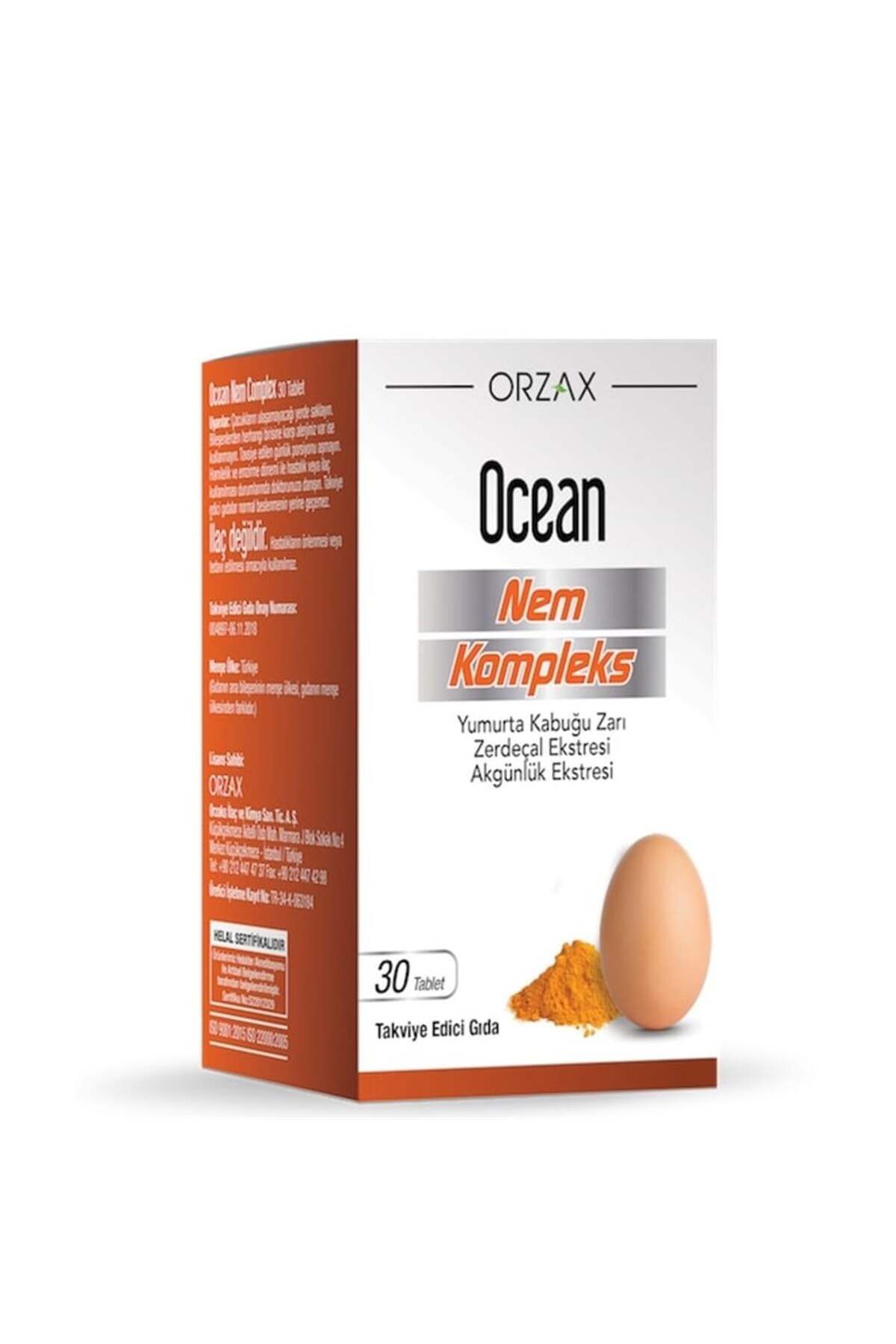 Ocean Nem Kompleks Yumurta Kabuğu Zarı Akgünlük ve zerdeçal içeren 30 Tablet Bitkisel Takviye....