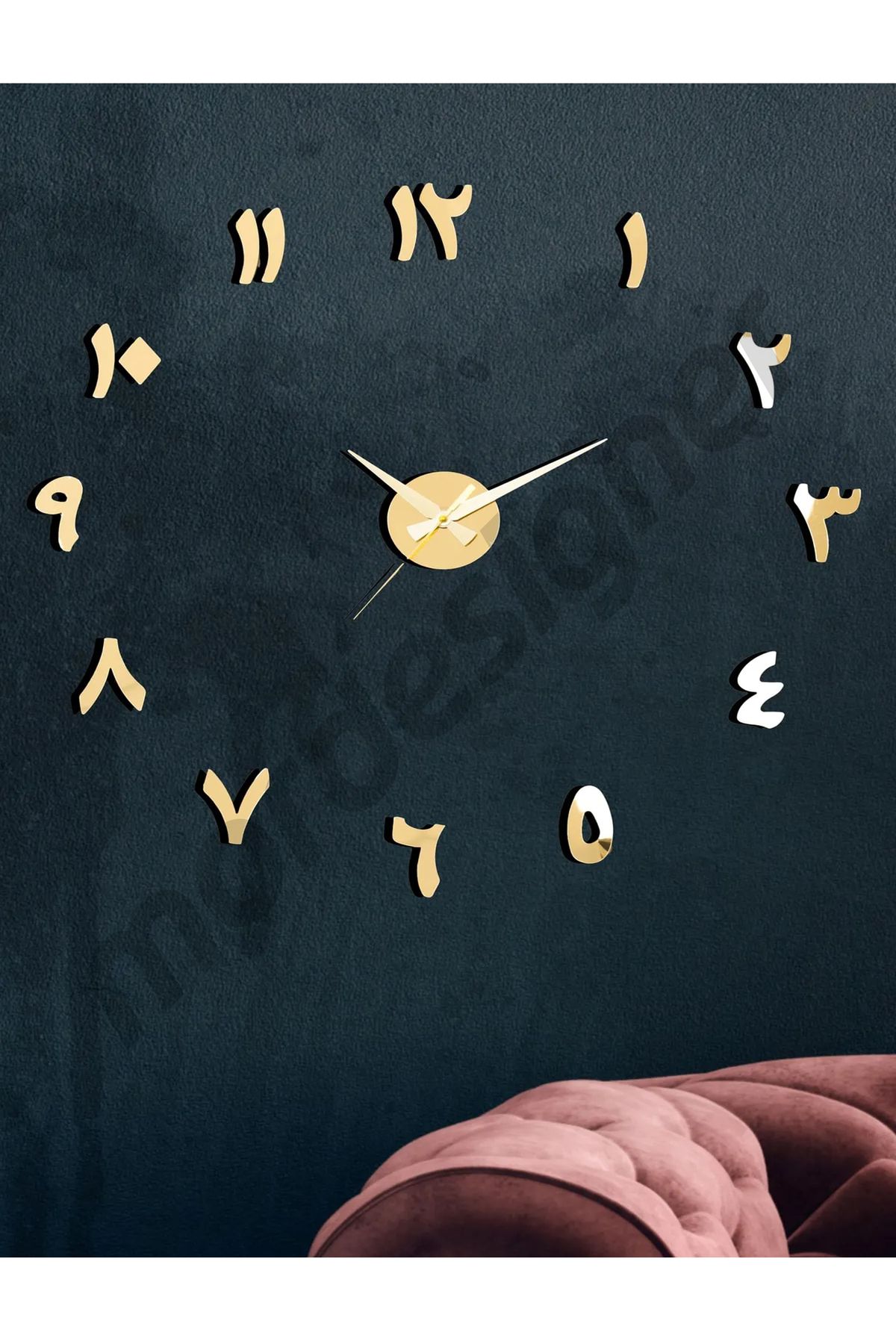 Mor Designer 3D Arapça Rakamlı Duvar Saati