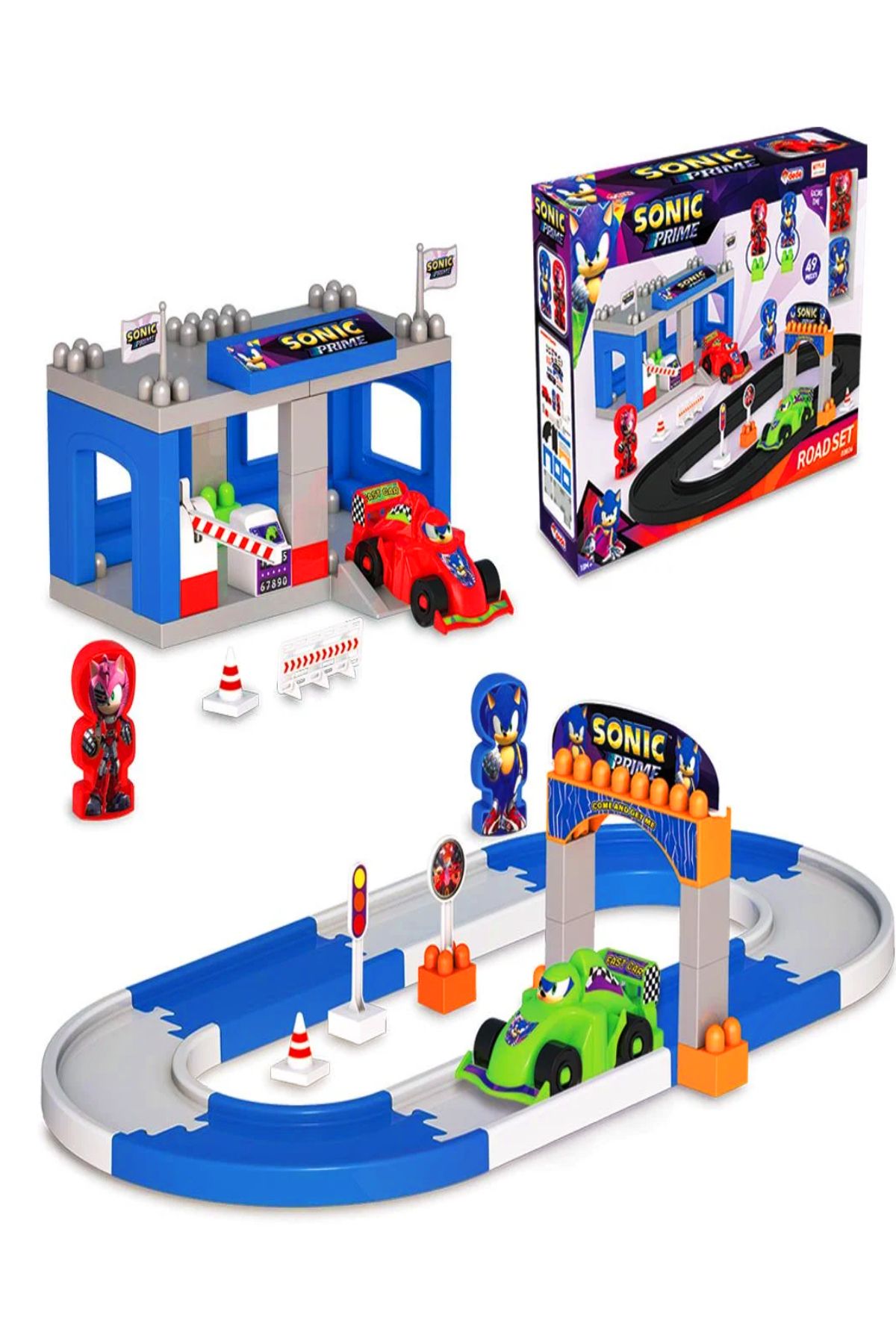 AVDA Sonic F1 Yarış Yol Garaj Parkur Seti 46 Parça Puzzle Blok Lego Inşa Yapı Bloklar