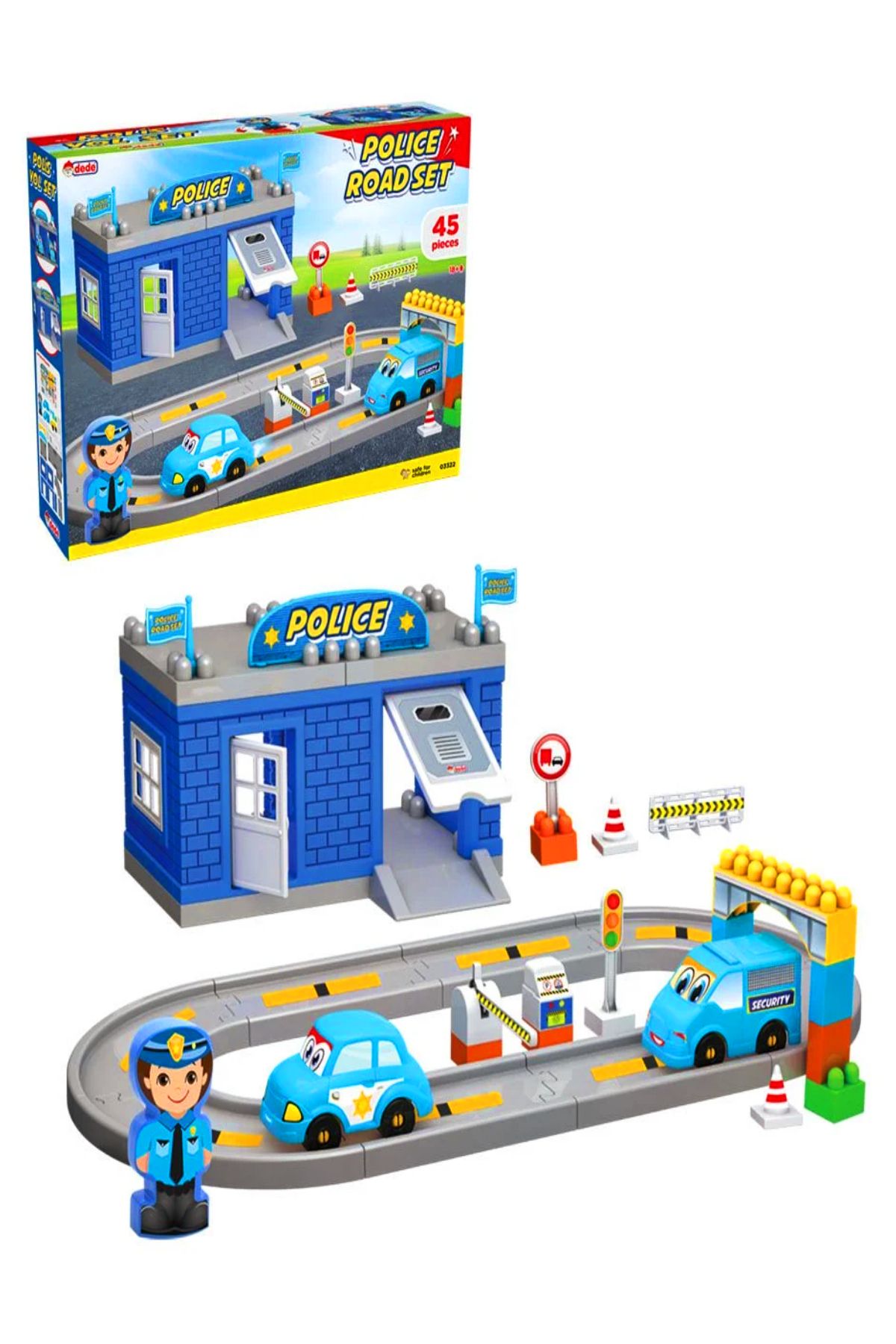 AVDA Polis Yol - Garaj Yapı Bloklar Seti 46 Parça Puzzle Blok Lego Inşa Yapı Bloklar