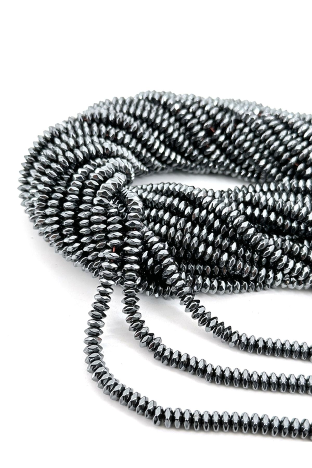 Selvi Konsept 6x3 mm Faset Kesimli Rondela-Pul Hematit Doğal Taş 1 Dizi