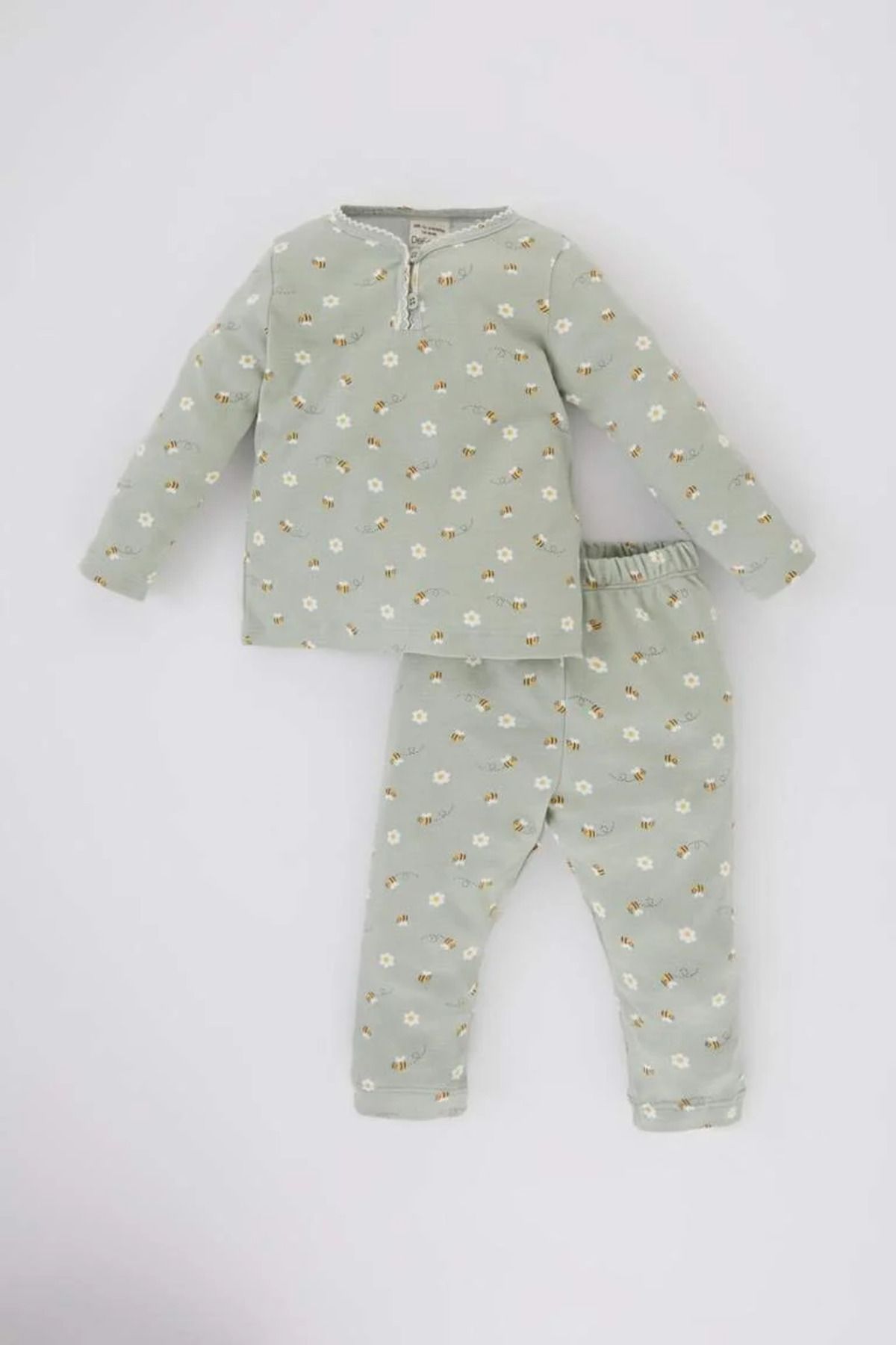 Defacto Kız Bebek Çiçekli Uzun Kollu 2'li Pijama Takımı