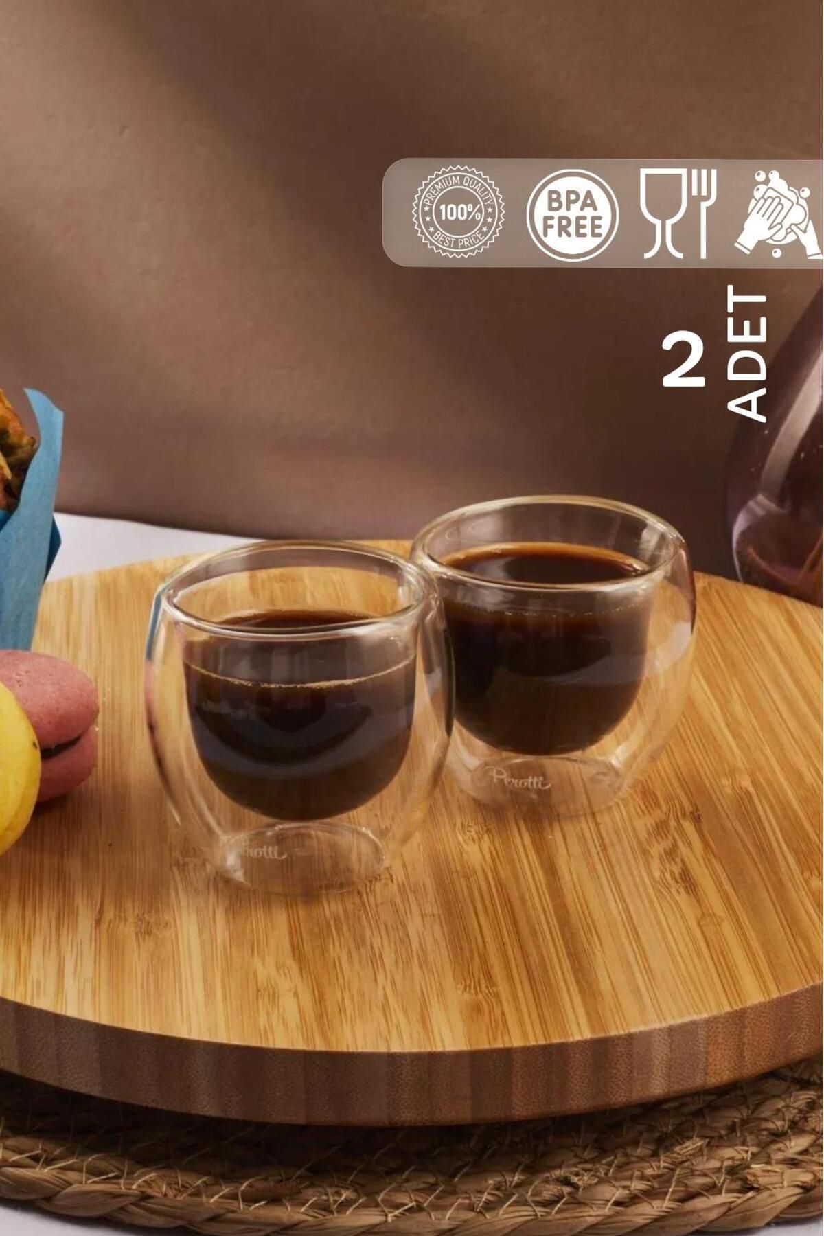 HOMENIVA 2 Adet Çift Cidarlı Cam Espresso Bardağı