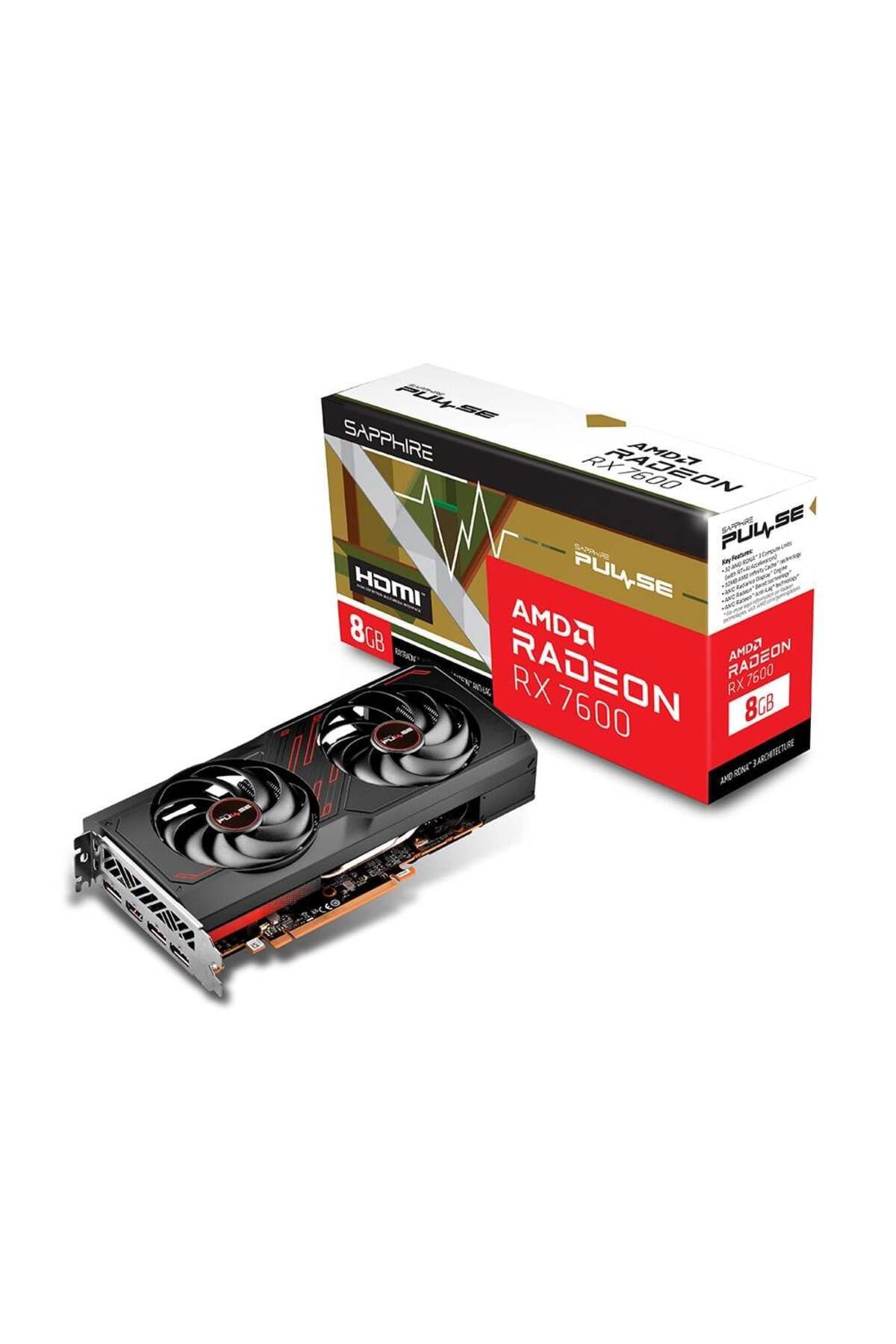SAPPHIRE RADEON RX 7600 PULSE GAMING 8GB GDDR6 128Bit AMD Ekran Kartı