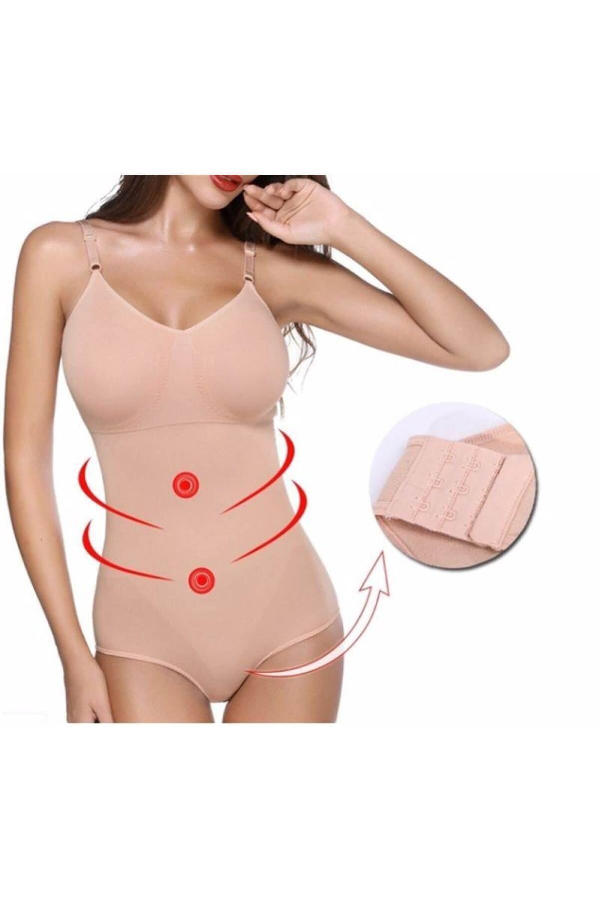 Marketimgel Mamey Model Çıtçıtlı Zıbın Korseli Body Vucut Şekillendirici Ten Renk