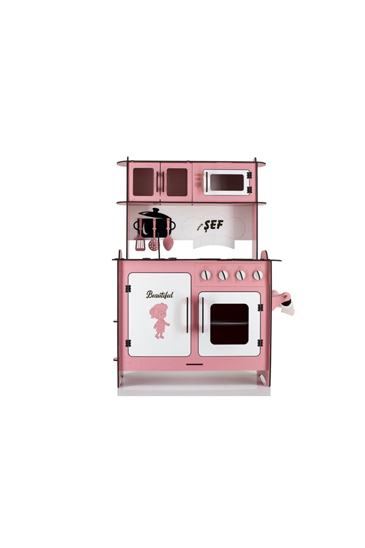 EMRİN AHŞAP OYUNCAK VE HEDİYELİK EŞYA Sürpriz Hediyeli Emrin Ahşap Oyuncak -büyük Boy 6mm Pembe Renk Evcilik Oyuncak Mutfak Seti