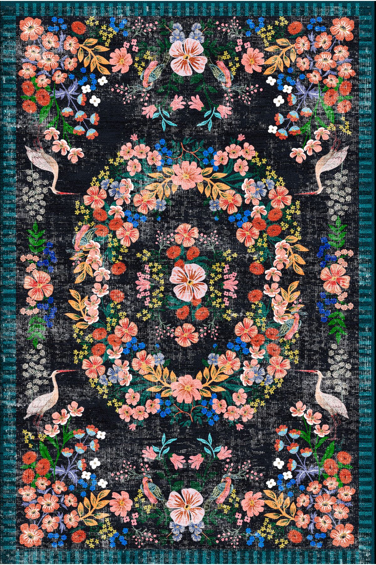 Rugs Modern Halı Floral Çok Renkli Çiçek Desenli Renkli Dokuma Taban Halı 1309