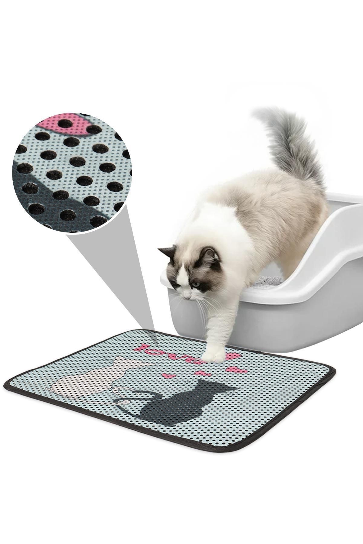 GOBYPET Renkli Desenli Elekli Kedi Tuvalet Önü Paspası, Kum Toplayıcı Kedi Halısı, Kedi Paspası Renkli Kedi