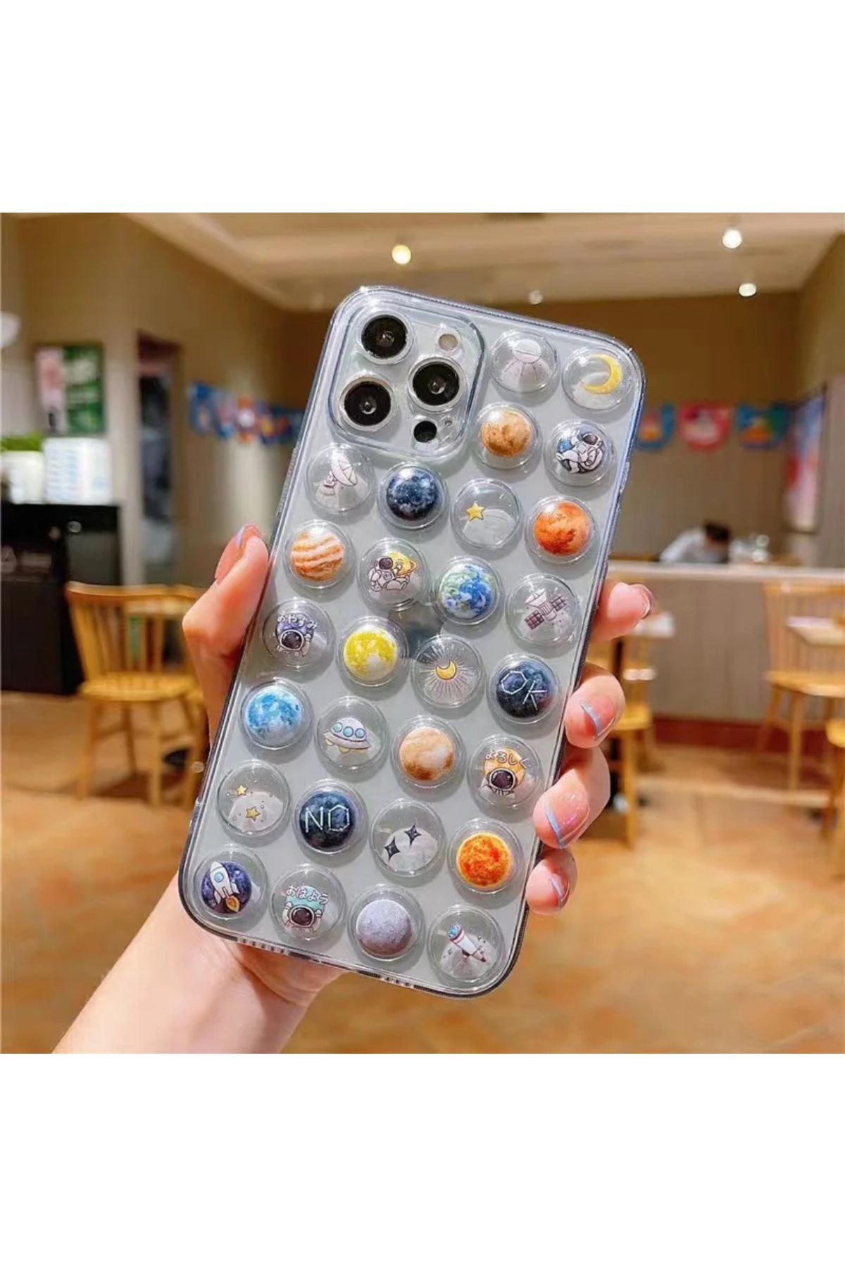 Casenova Apple iPhone 15 Pro 3D Bubble Baloncuk Kamera Koruyucu Şeffaf Yumuşak Silikon Kılıf