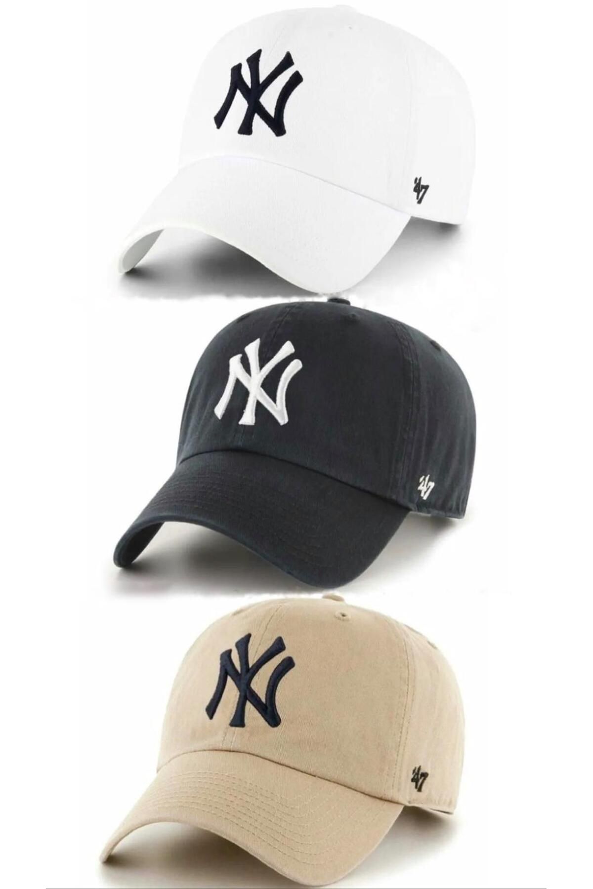w white stars sports & wear Spor Ny Şapka Unisex 3'lü Takım Arkası Cırtlı Ayarlanabilir nyşapkalartakımlı