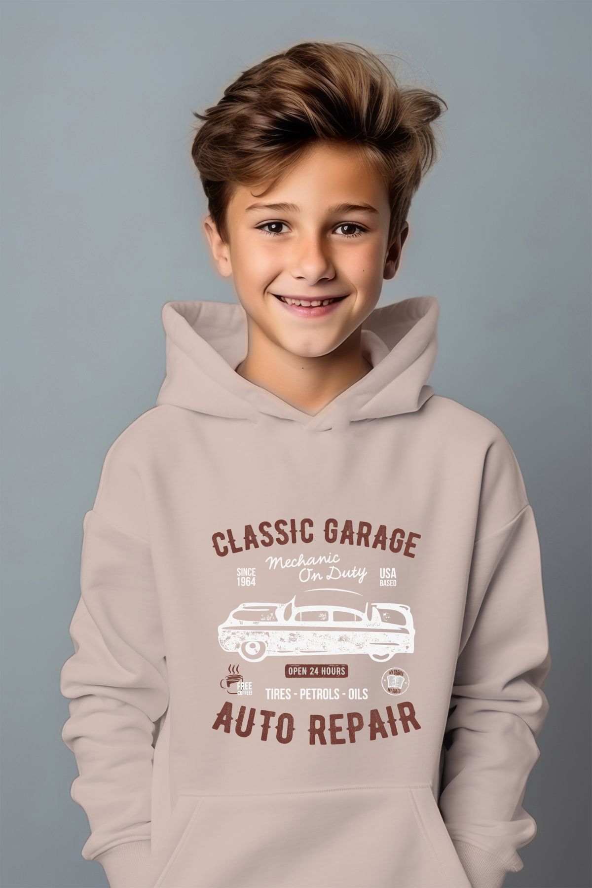 ADABEBEK Klassıc Garage Auto Repaır Tarz Rahat Kesim Oversize Sweatshirt
