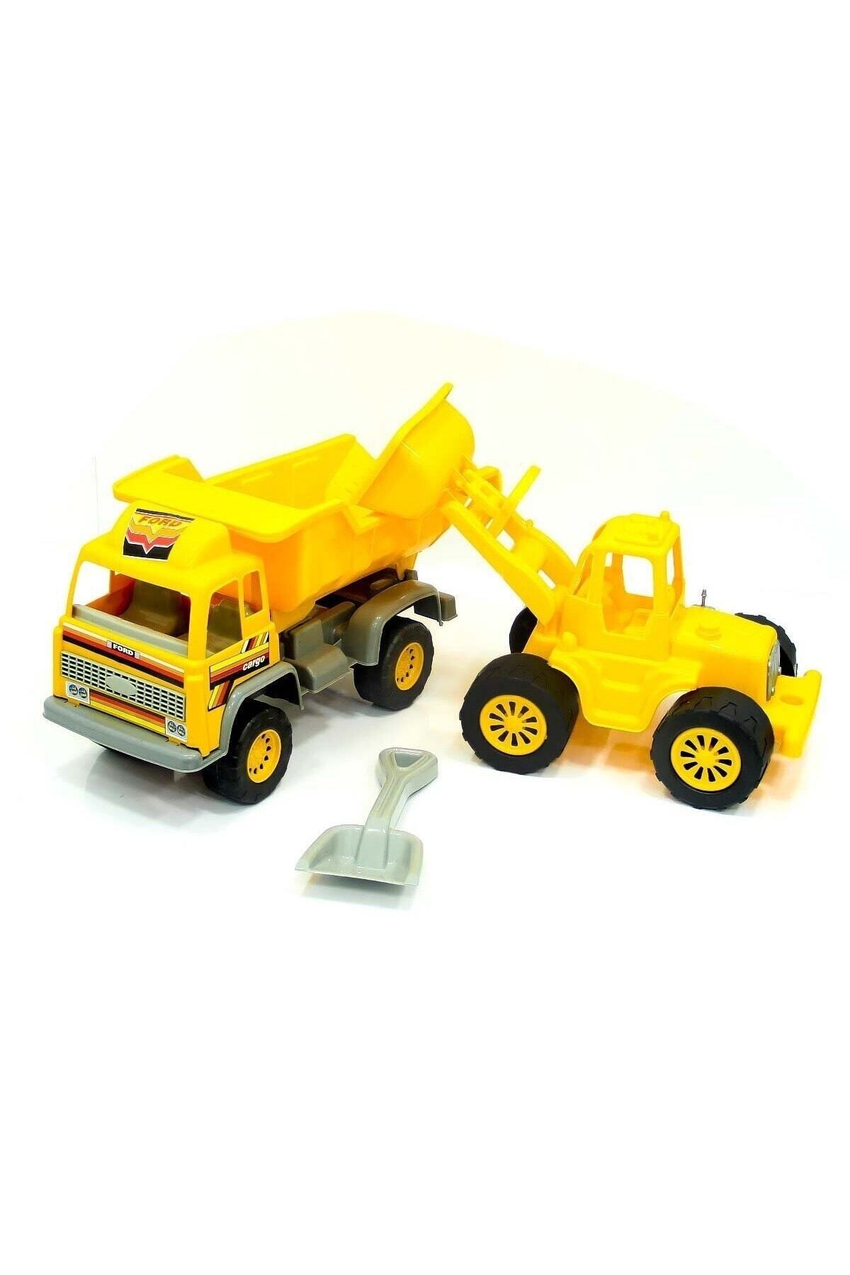 Can Toys Çocuk 2'li Dozer ve Kepçe İnşaat Araçları Oyun Seti Sarı