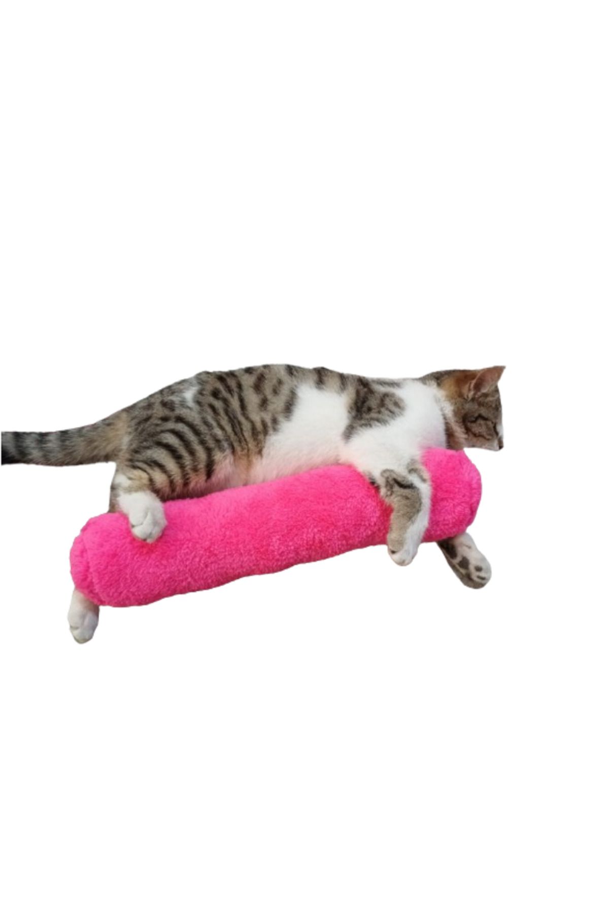 TİNEKE Kedi Oyuncağı Sarılma Yastığı Uyku Oyuncağı Kedi Otlu 30 Cm Peluş ( 1 Adet ) Fuşya