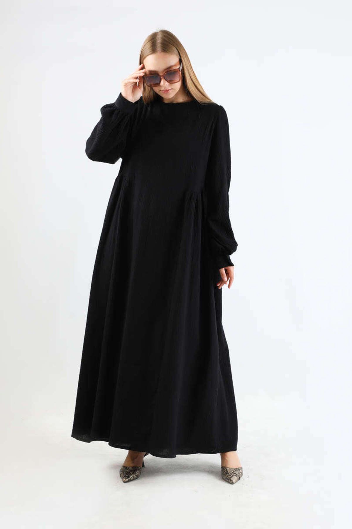 ZÜLAYS Yandan Büzgülü Elbise Siyah