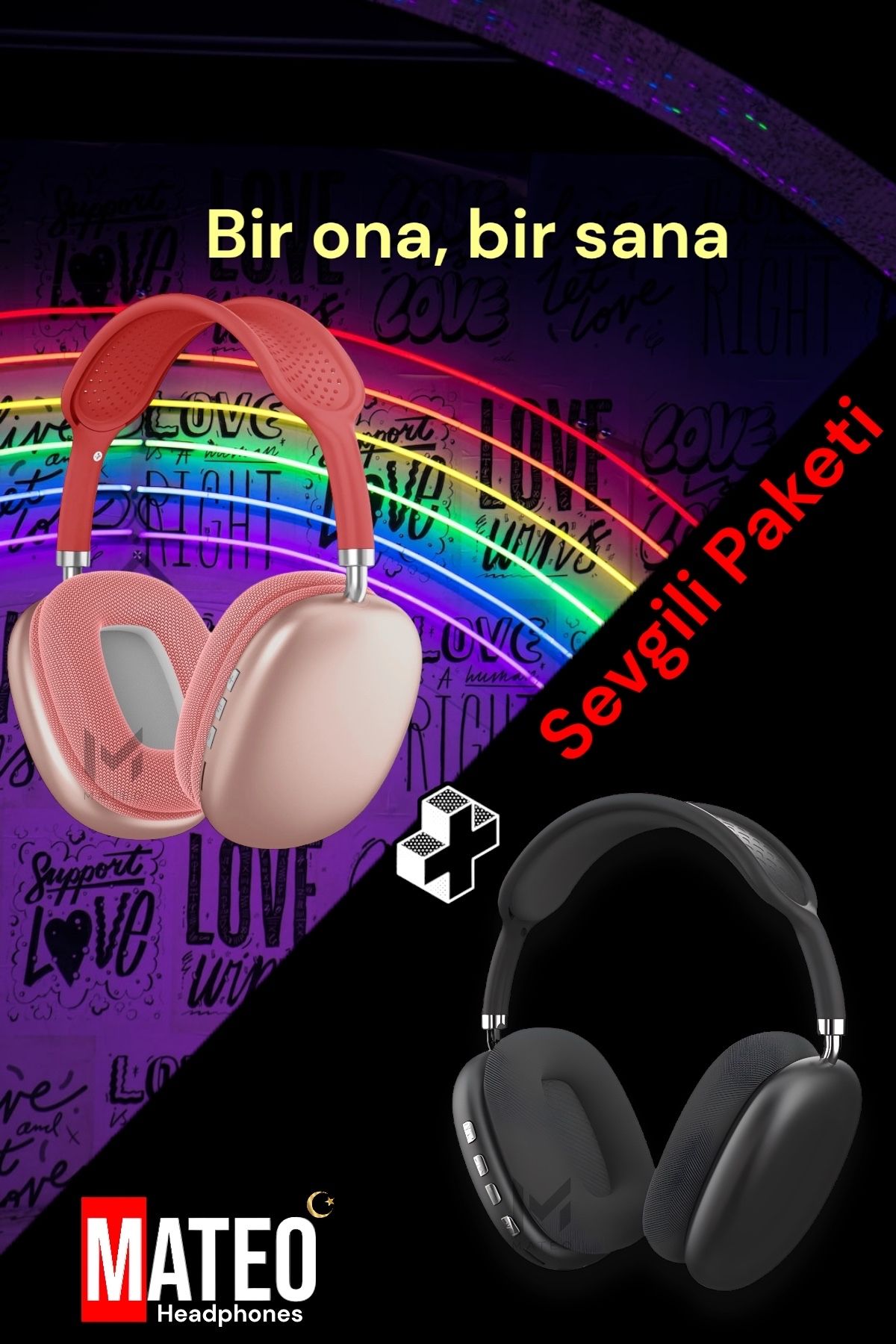 MATEO Sevgililer Günü Bluetooth Kulaklık Kablosuz Kulaklık P9 ios Android Uyumlu