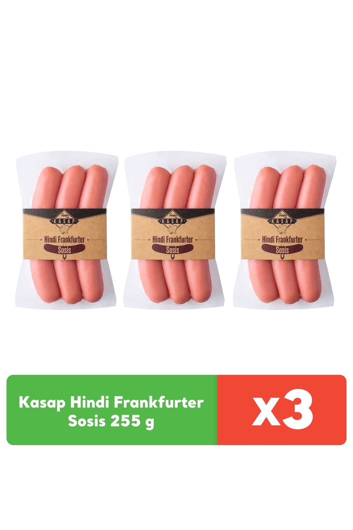 Pınar Kasap Hindi Frankfurter Sosis 255 g x 3 adet