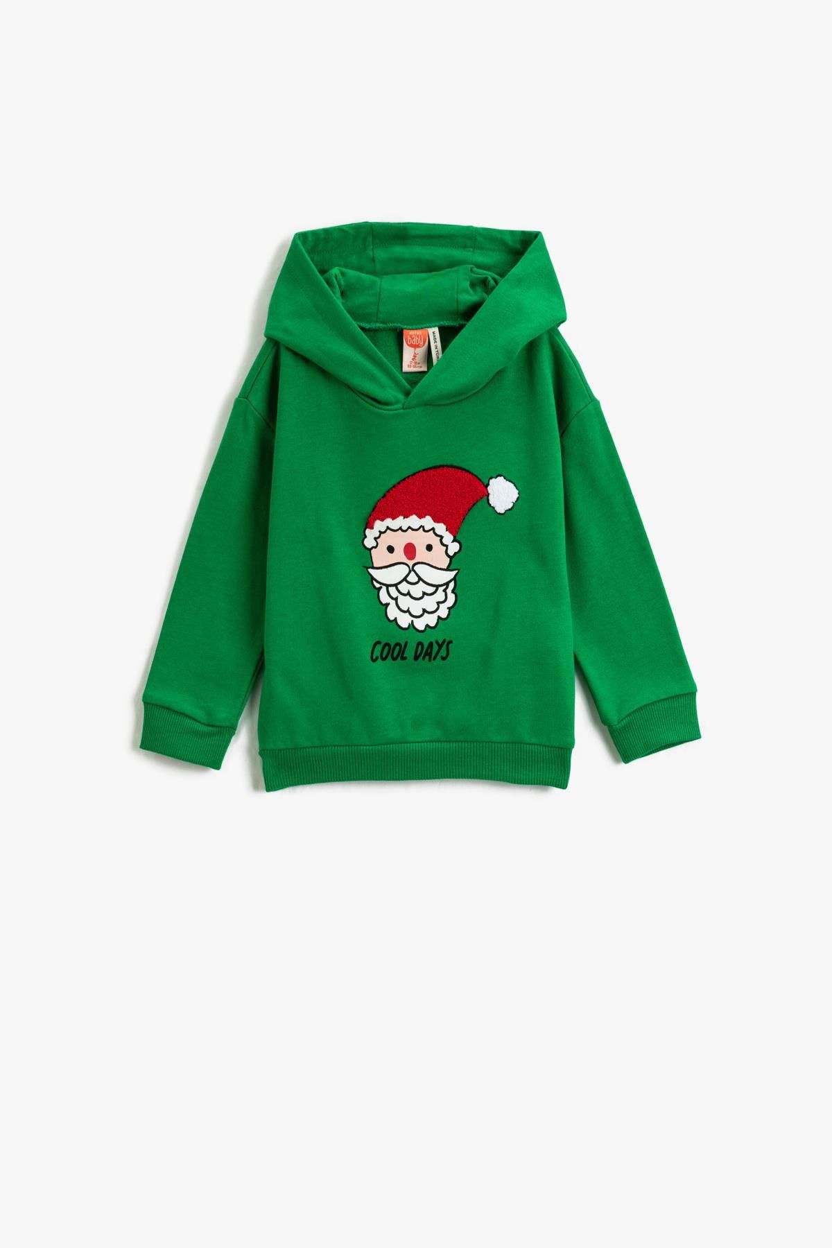 Koton Erkek Bebek Yeşil Desenli Sweatshirt 3WMB10382TK