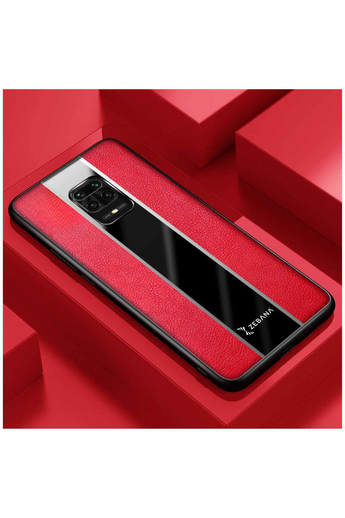 Dara Aksesuar Xiaomi Redmi Note 9 Pro Max Uyumlu Kılıf Zebana Premium Deri Kılıf Kırmızı