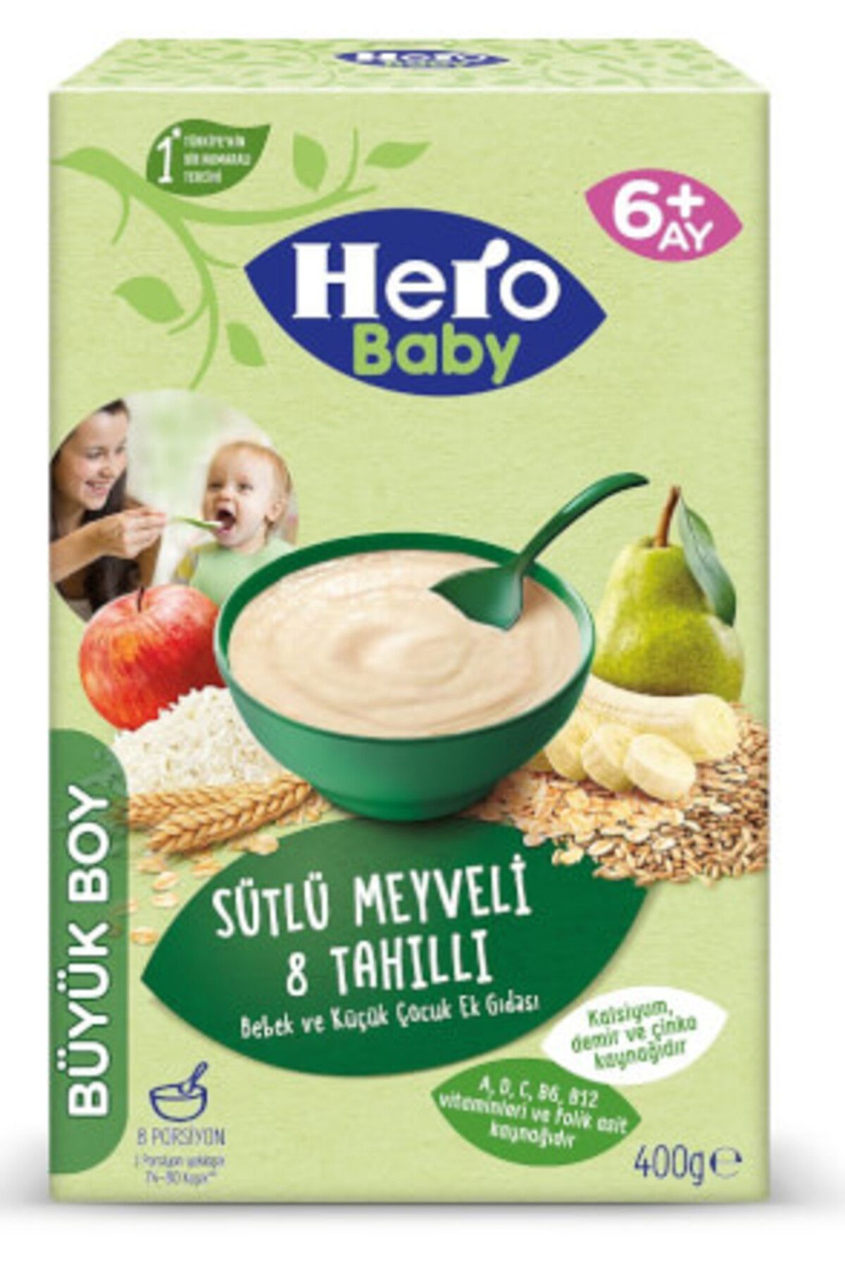 Hero ( 2 ADET ) Hero Baby Meyveli Sütlü 8 Tahıllı Mama 400 Gr