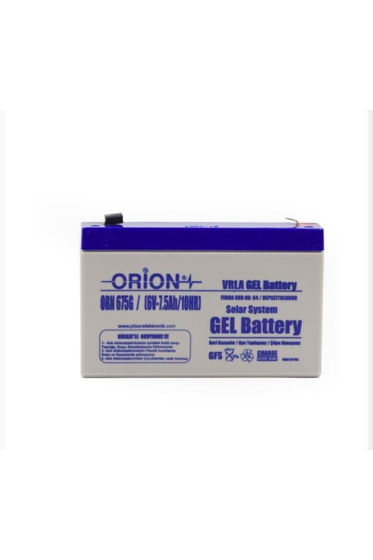 Orion 6 Volt Akü (V) 7.5 Ah /amper Üstün Performanslı Jel Akü