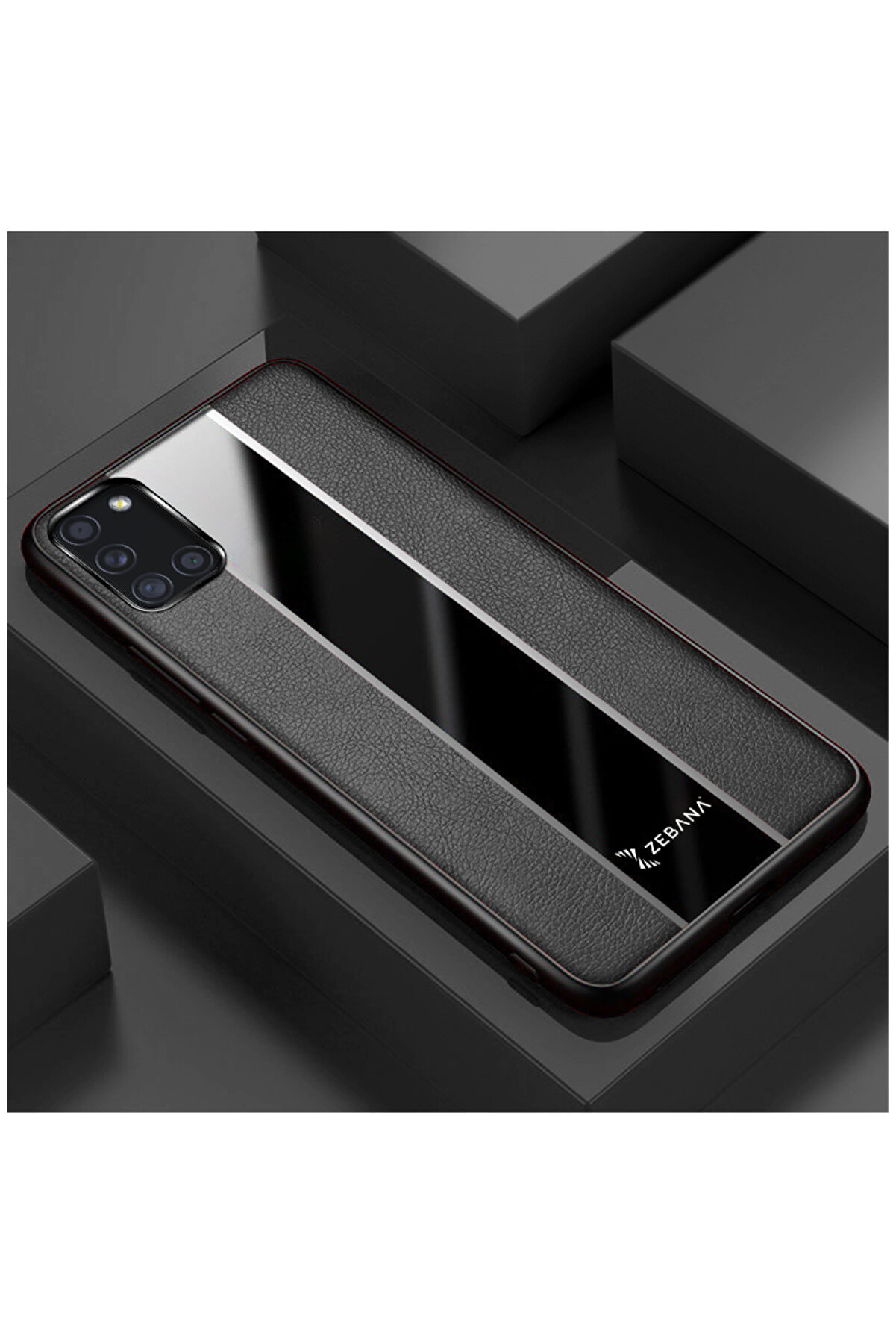 Dara Aksesuar Samsung Galaxy A31 Uyumlu Kılıf Zebana Premium Deri Kılıf Siyah