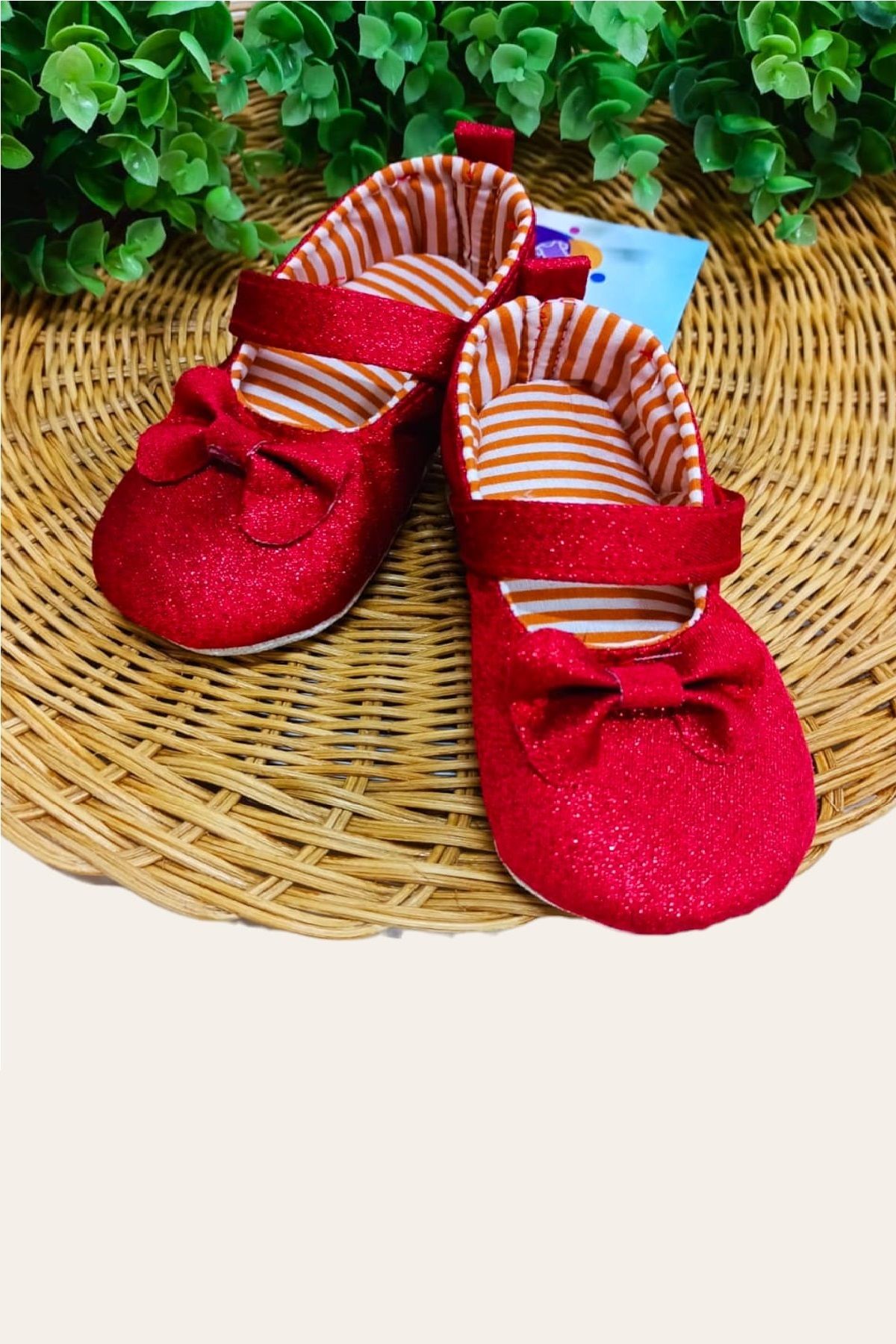 DİNAMİK Kız Bebek Ayakkabısı Fiyonklu Simli Yumuşak Taban Düz Kaymaz Makosen Özel Gün Doğumgünü Bayram Düğün