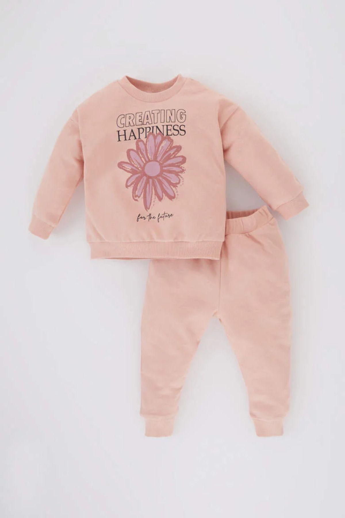 Defacto Kız Bebek Çiçekli Sweatshirt Eşofman Altı 2li Takım B9788a524sp