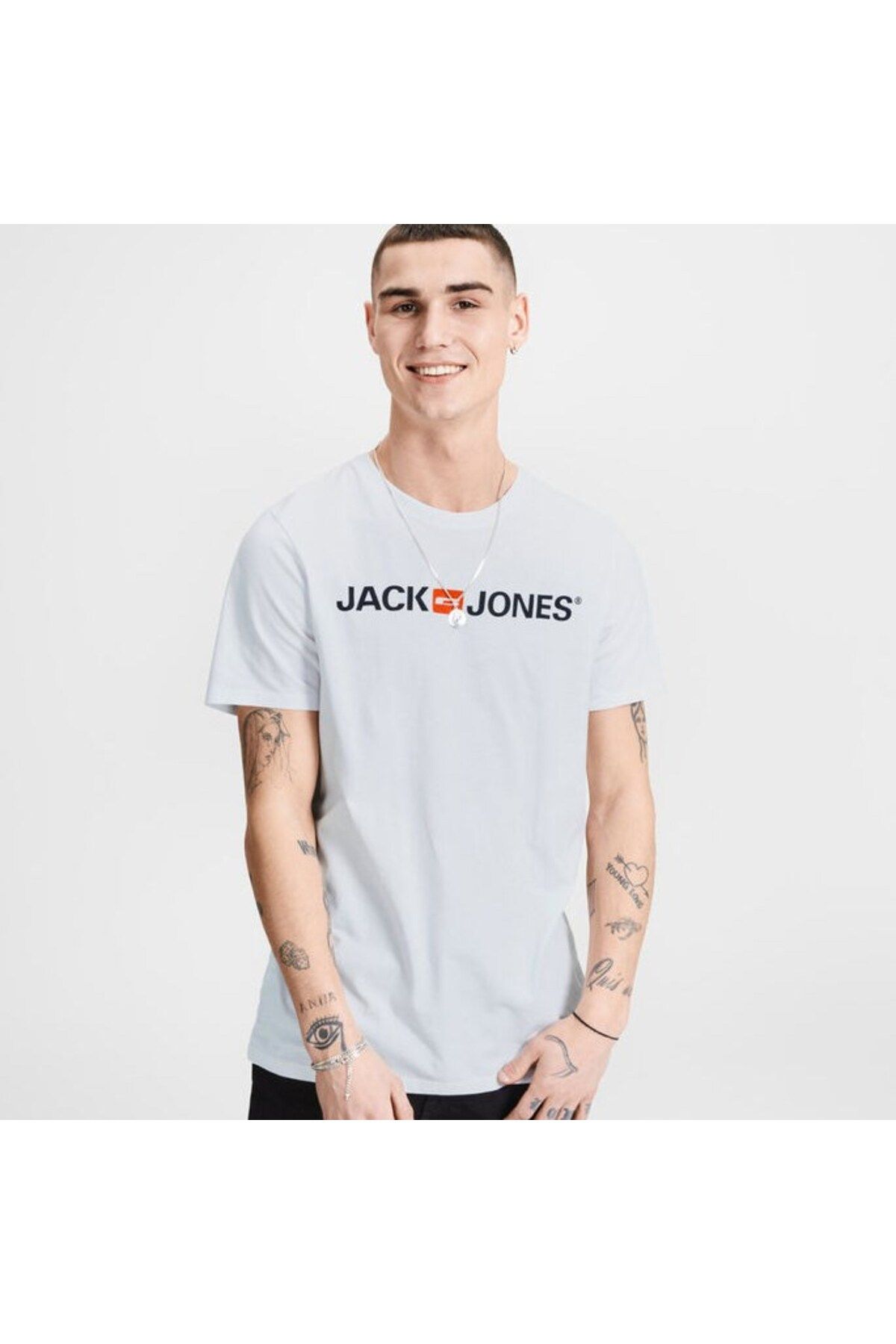 Jack & Jones Jack&jones Corp Logo Crew Neck Erkek Beyaz Bisiklet Yaka Tişört