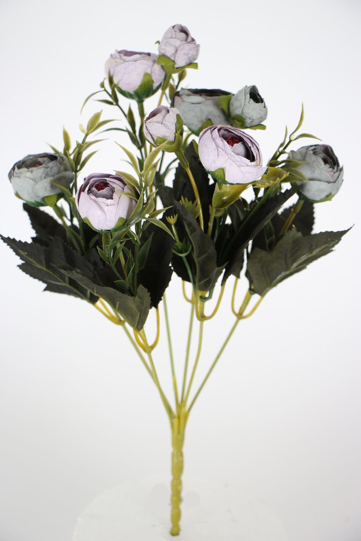 Yapay Çiçek Deposu Yapay Çiçek Pastel Şakayık Gül Demeti 30cm Turkuaz-Lila