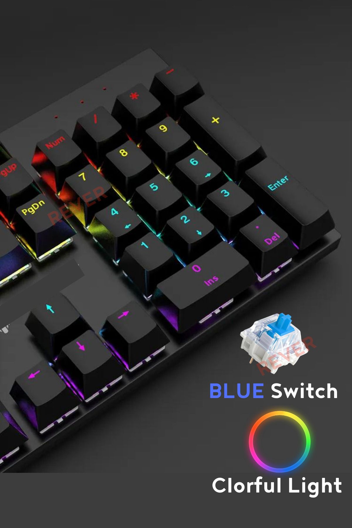 Rever Blue Switch Mekanik Gaming Oyuncu Klavyesi Colorfull RGB Işıklı