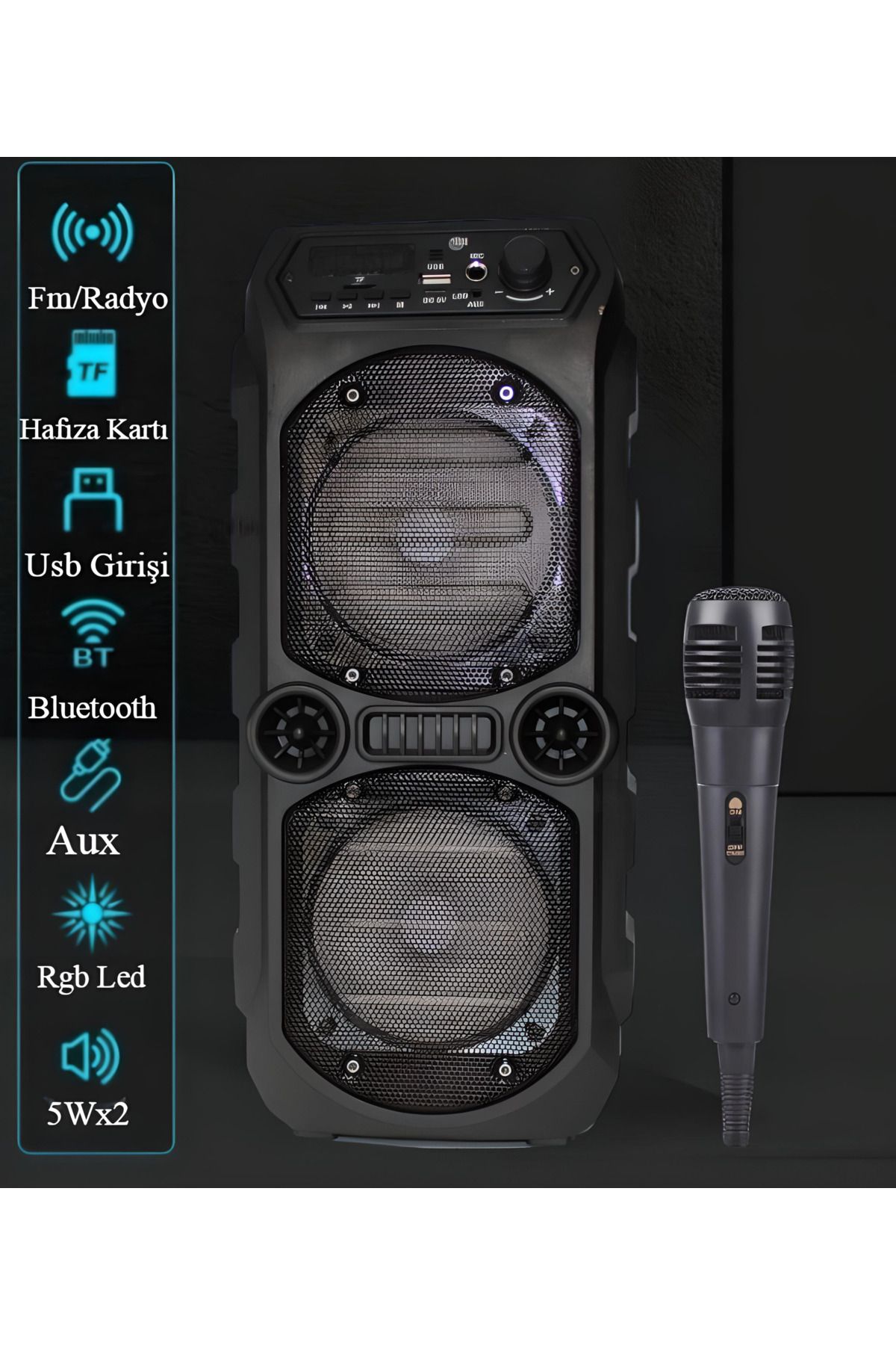 resolut Kule Bluetooth Parti Hoparlör Ledli Speaker Ses Bombası Karaoke Mikrofonlu Ses Sistemi