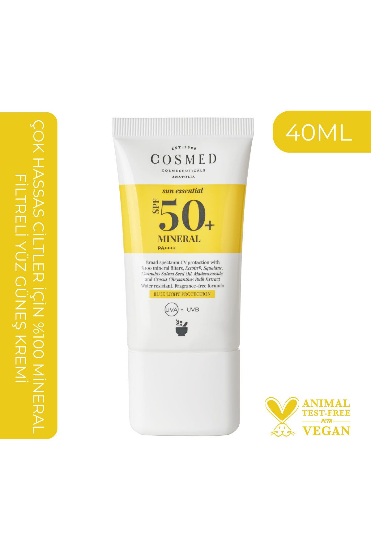 COSMED Sun Essential Mineral Spf50 Çok Hassas Ciltler Için %100 Mineral Filtreli Yüz Güneş Kremi 50 ml