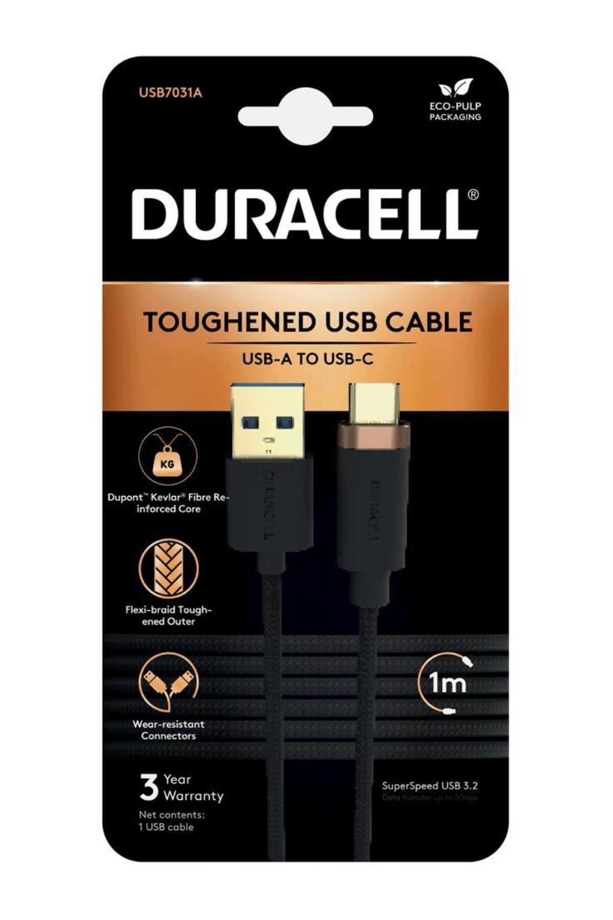 Duracell 1M USB-A-USB-C 3.2 Gen1 Braided Black