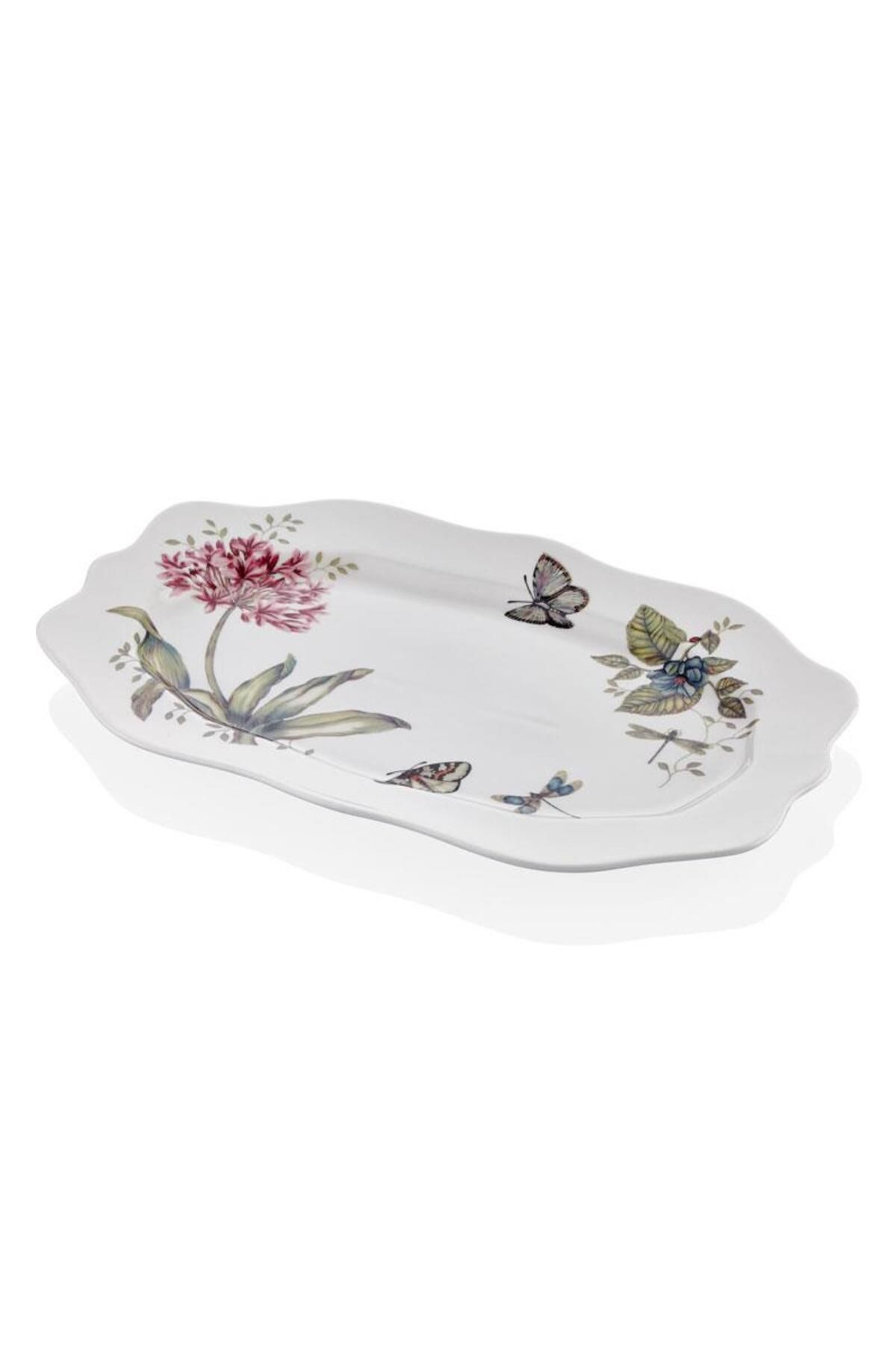 LAMEDORE Butterfly Serisi Büyük Boy Oval Tabak -kayık Tabak 35 Cm 1jyc-105l