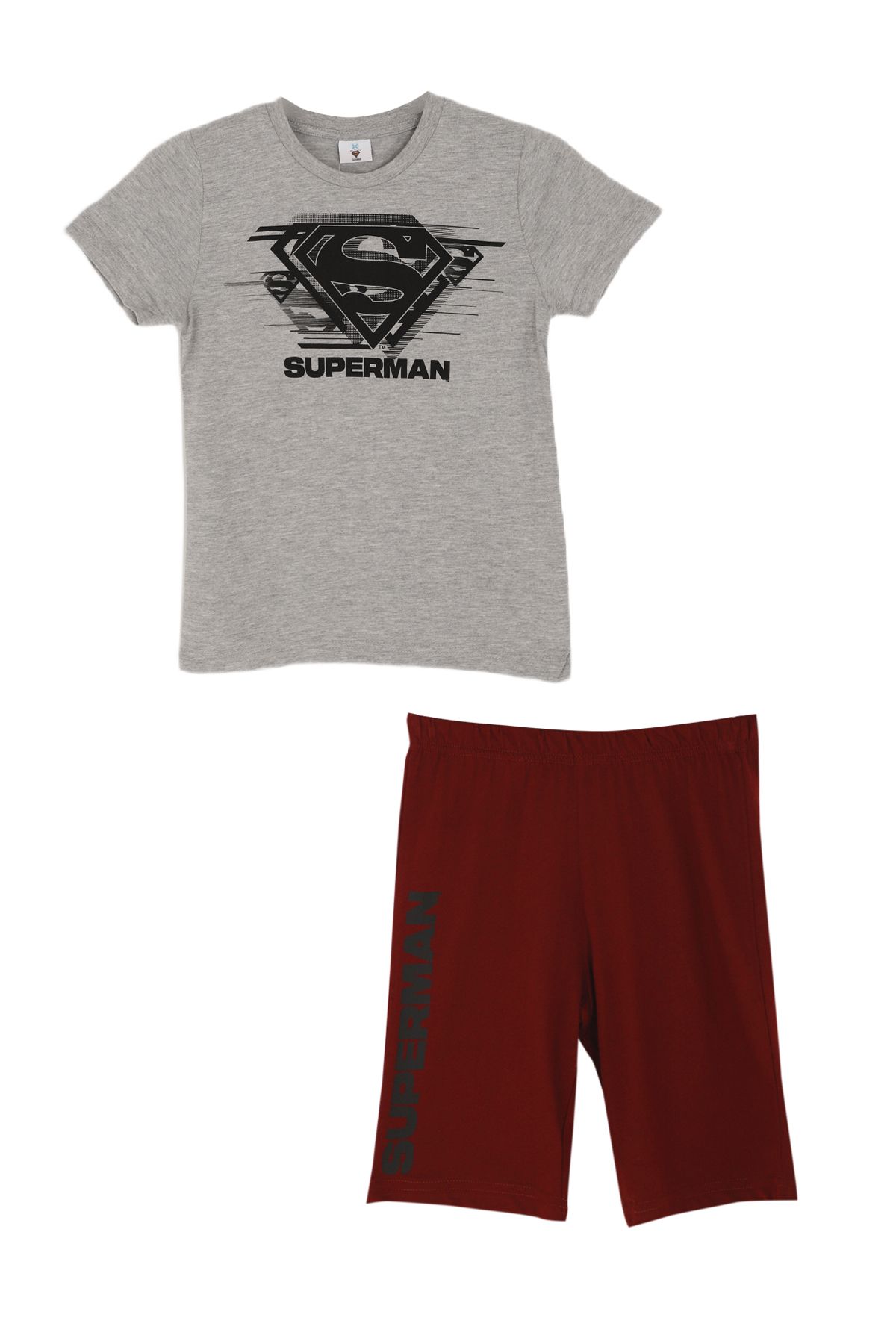 Superman L1644-3 Erkek Çocuk Kapri Takım Gri Melanj