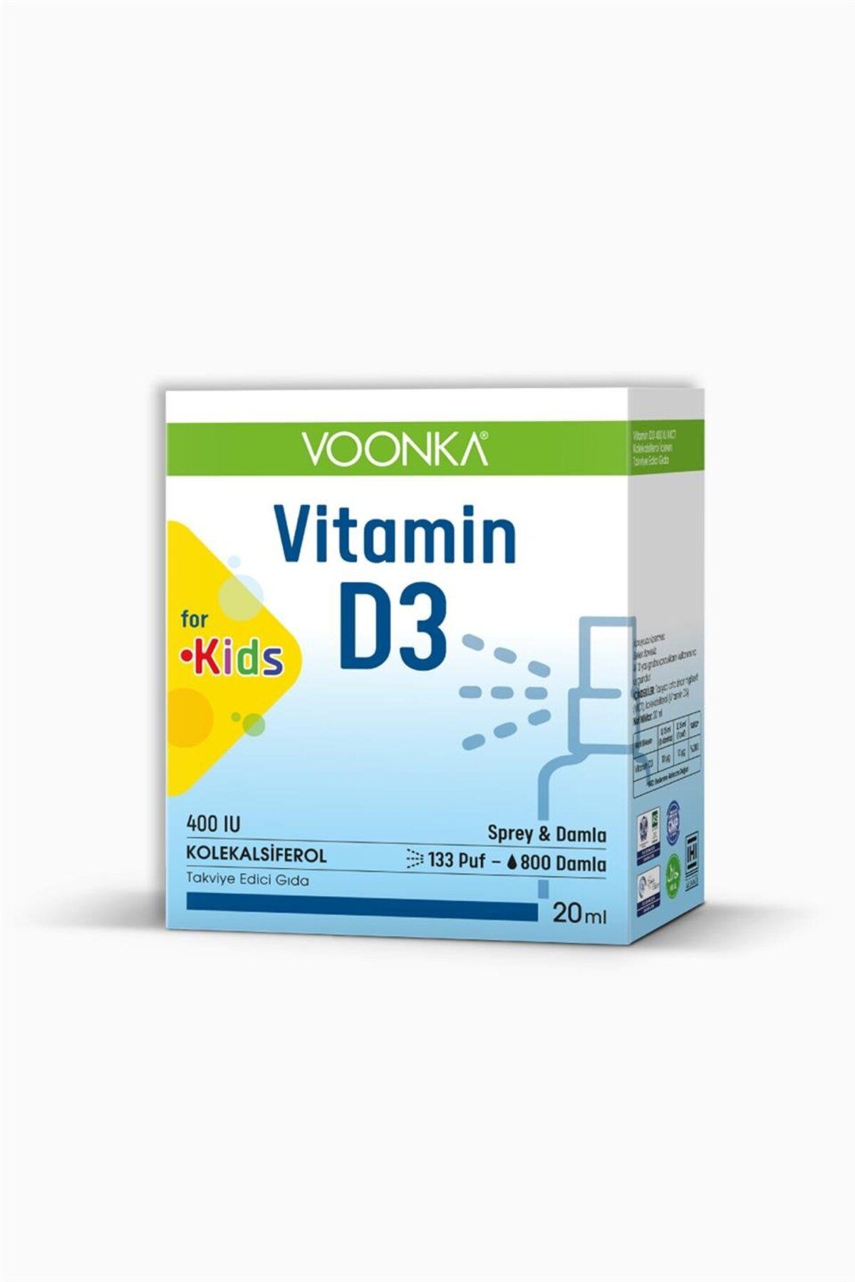 Voonka Vitamin D3 400 Iu Çocuklar Için Sprey 20 Ml
