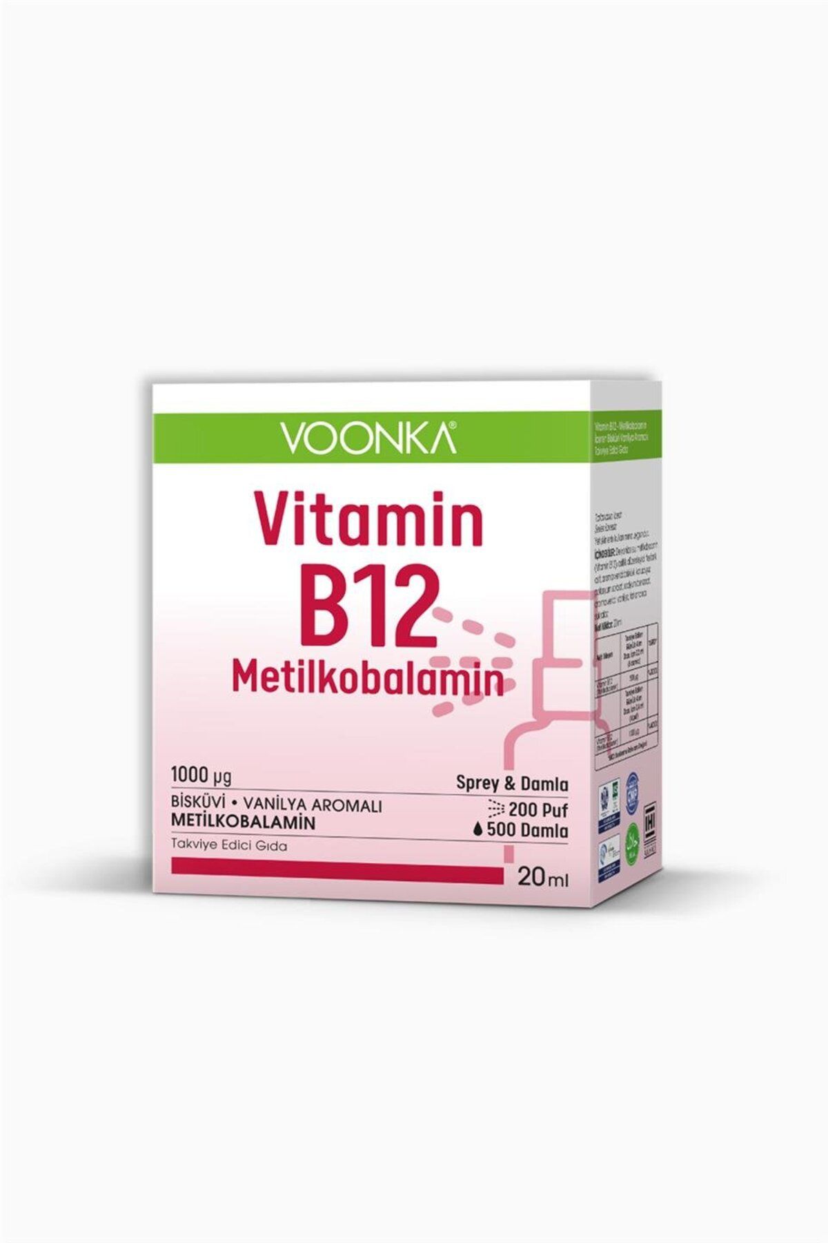 Voonka Vitamin B12 Sprey&damla Metilkobalamin 20 Ml