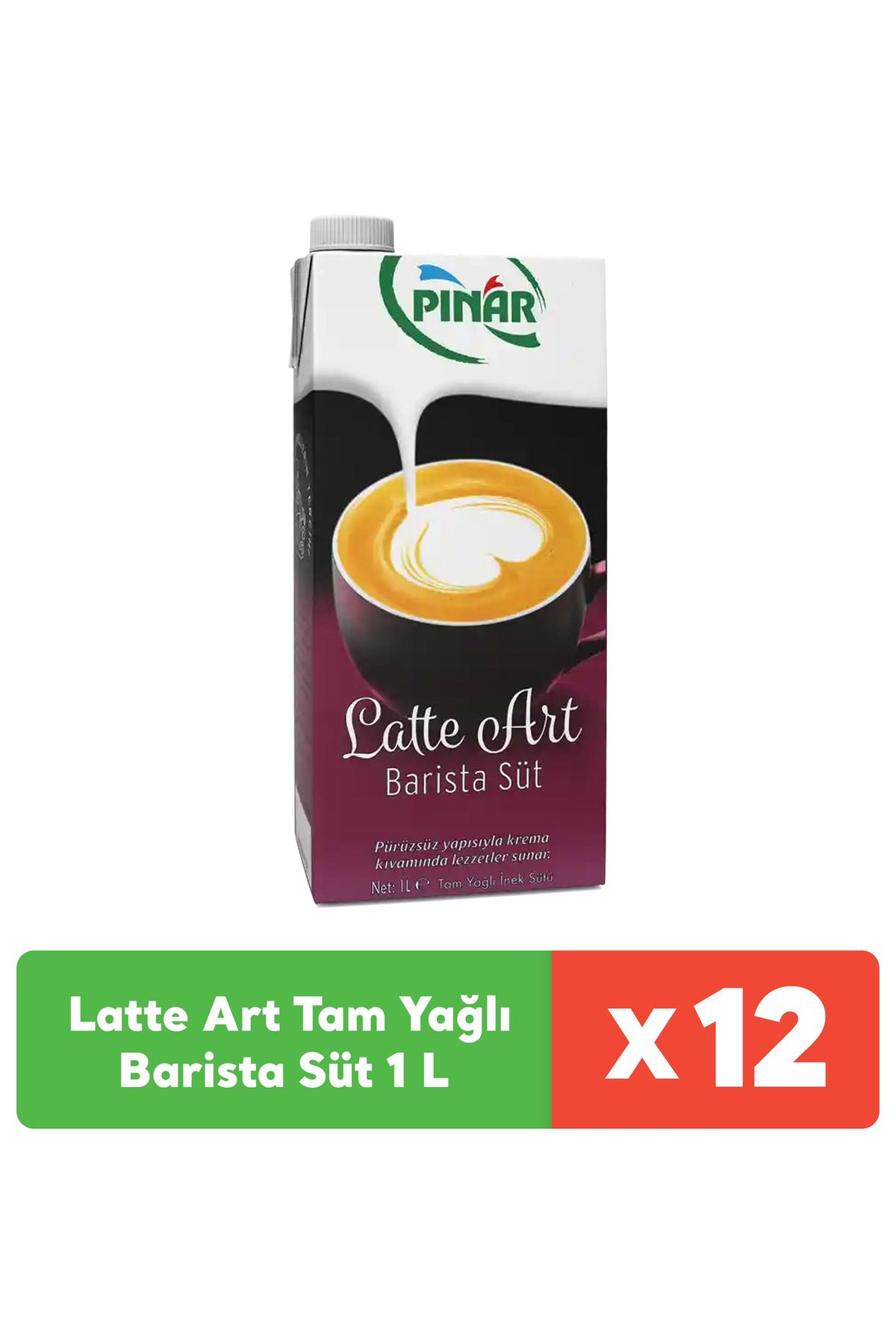 Pınar Latte Art Tam Yağlı Barista Süt 1 L x 12 Adet