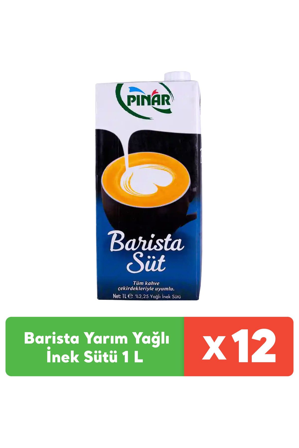 Pınar Barista Yarım Yağlı İnek Sütü 1 L x 12 adet