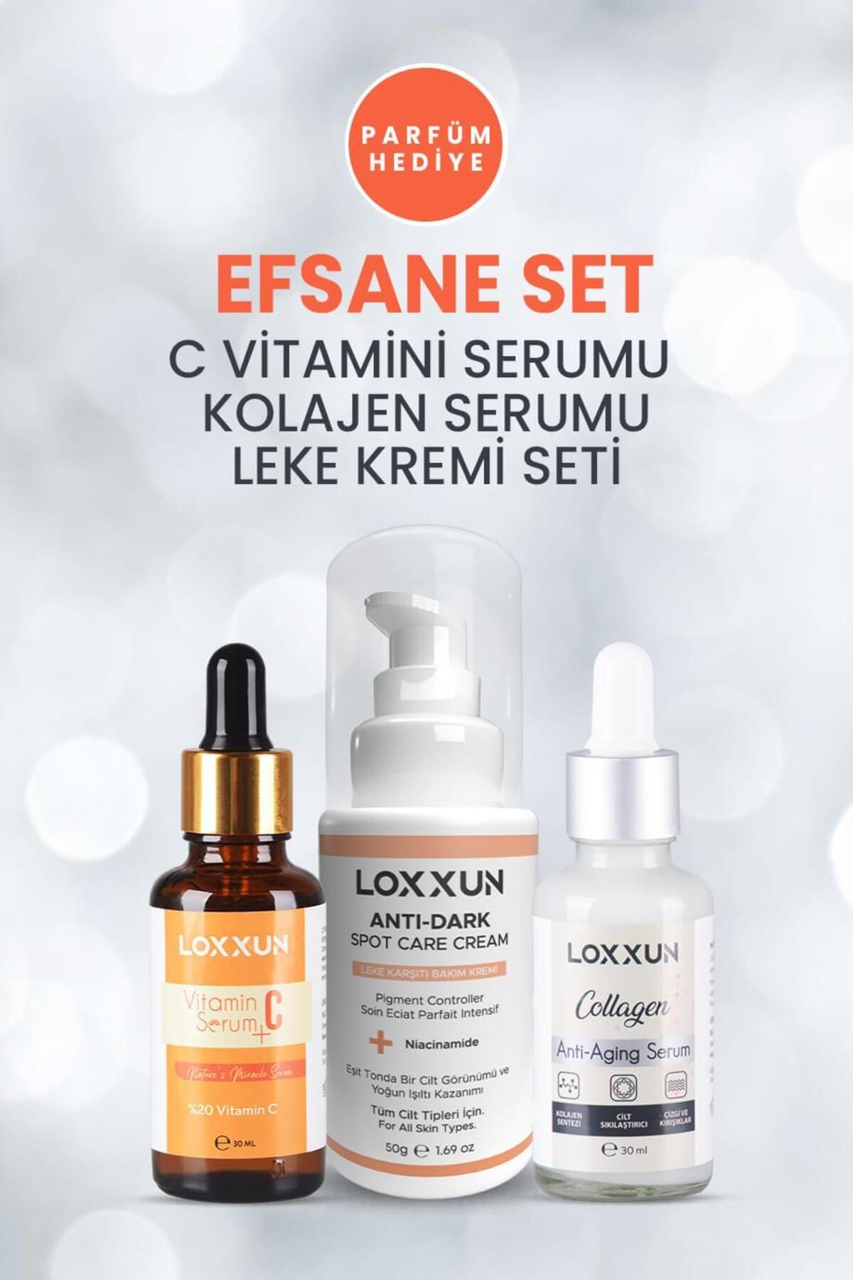 LOXXUN C Vitamini Serumu Kolajen Serumu Leke Kremi Seti