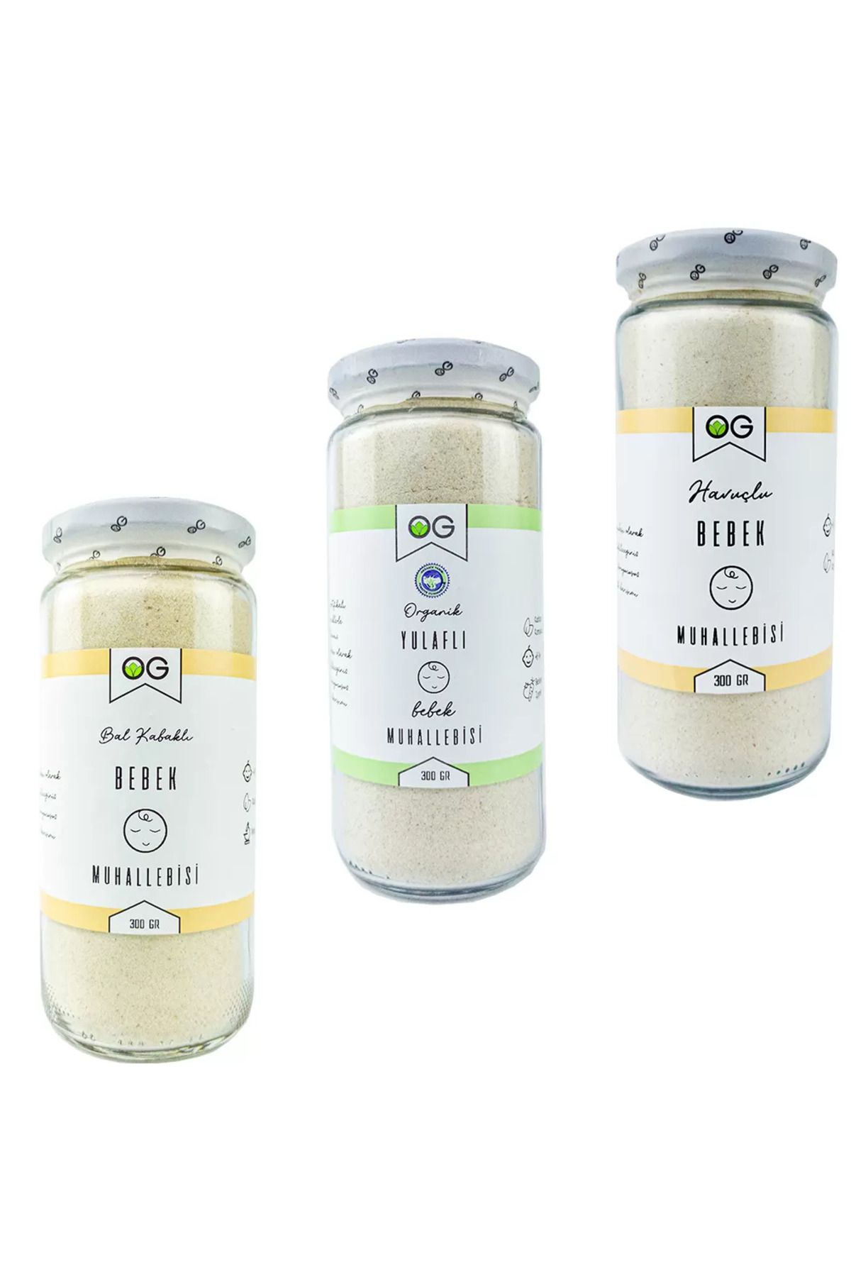 OG natural Bebek Muhallebi Seti +6 Ay ( Yulaflı,havuçlu,bal Kabaklı)