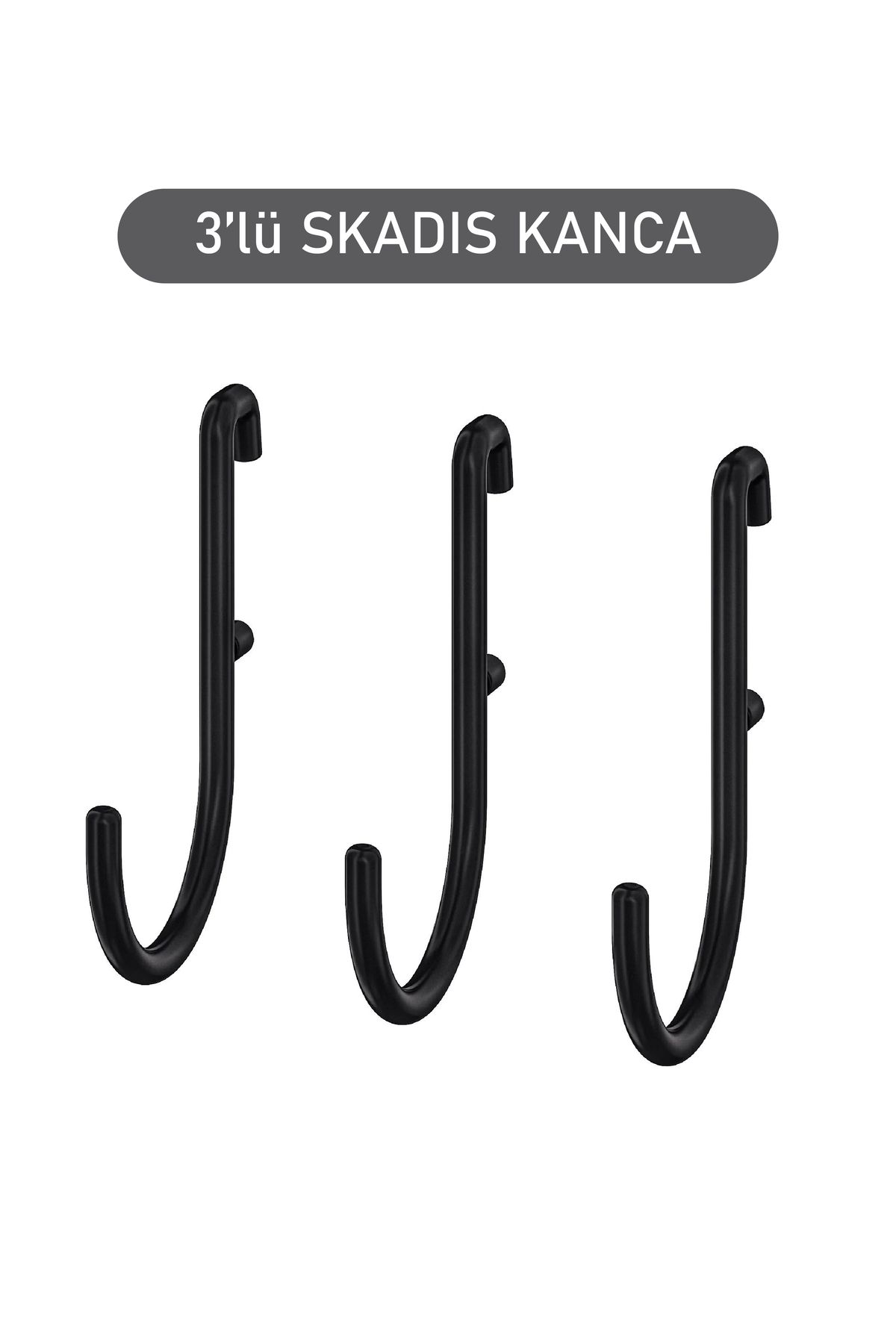 IKEA SKADIS 3 adet siyah kanca, çok amaçlı pano parçası, siyah, 4.5x7 cm,