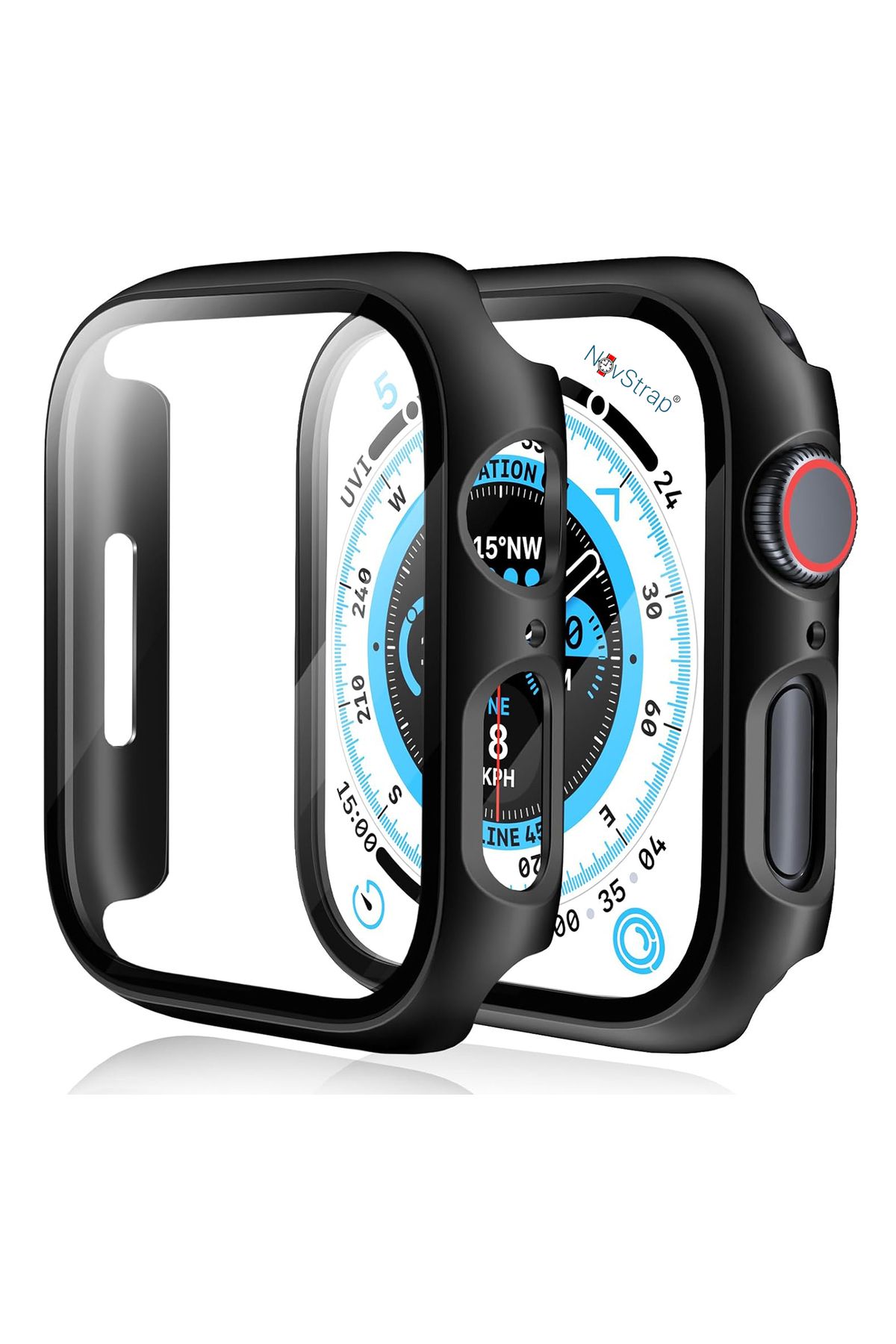 NovStrap Apple Watch Series 7 8 9 41mm Uyumlu Ekran Kasa Koruyucu Kapak Apple Watch 9 41 mm 360 Koruma Kılıfı