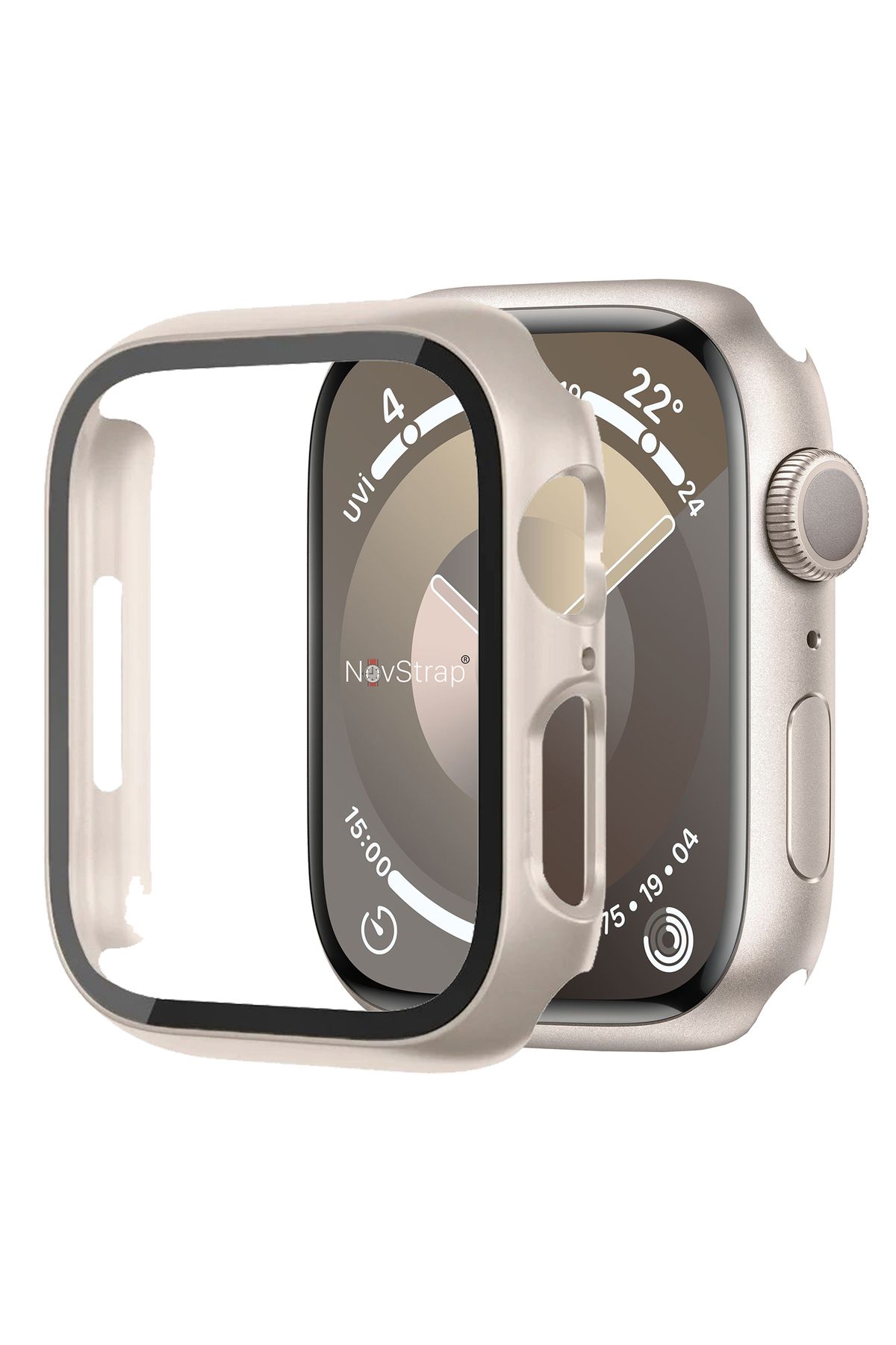 NovStrap Apple Watch 4/5/6/Se Seri 44mm ile Uyumlu Starlight Yıldız Işığı Ekran Kasa Koruyucu Kapak