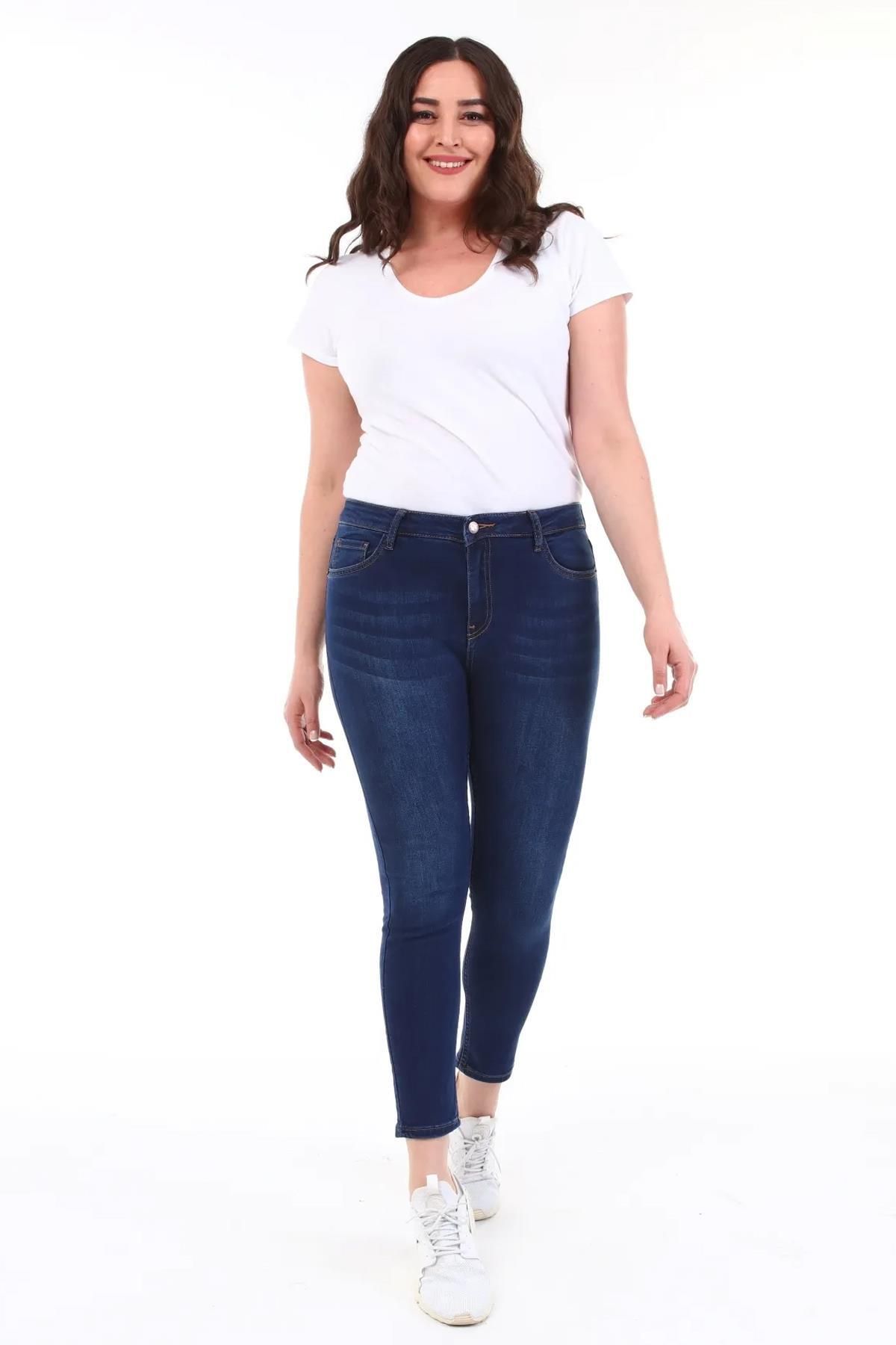 CEDY DENIM Kadın 38 - 52 Büyük Beden Yüksek Bel Skinny Fit Jeans Büyük Beden Kot Pantolonc597