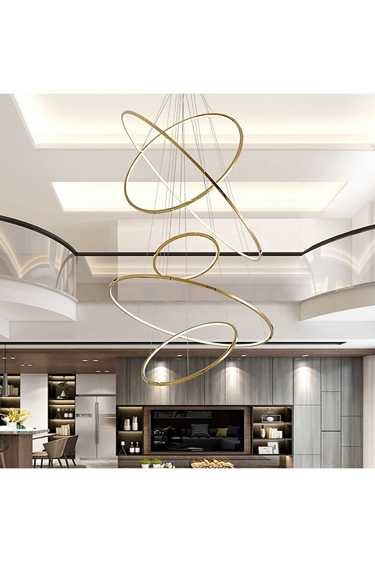 voxlamp lighting solutions Penthouse Samsung Ledli Yüksek Tavanlar Için Çember Özel Sarkıt Led Avize