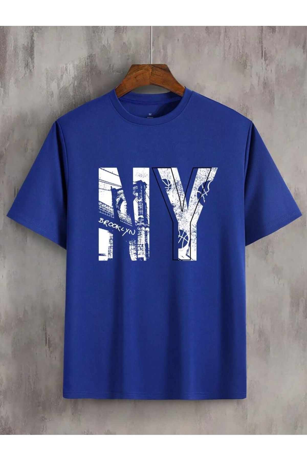 MOONBULL Unisex NY Brooklyn Baskılı Oversize T-shirt